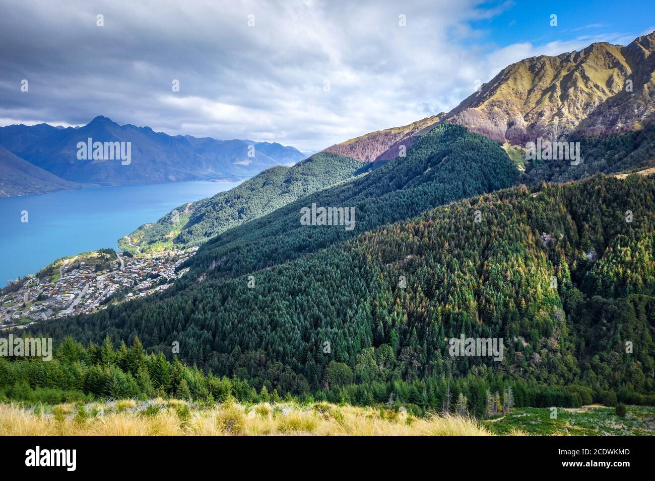 Le lac Wakatipu et Queenstown, Nouvelle-Zélande Banque D'Images