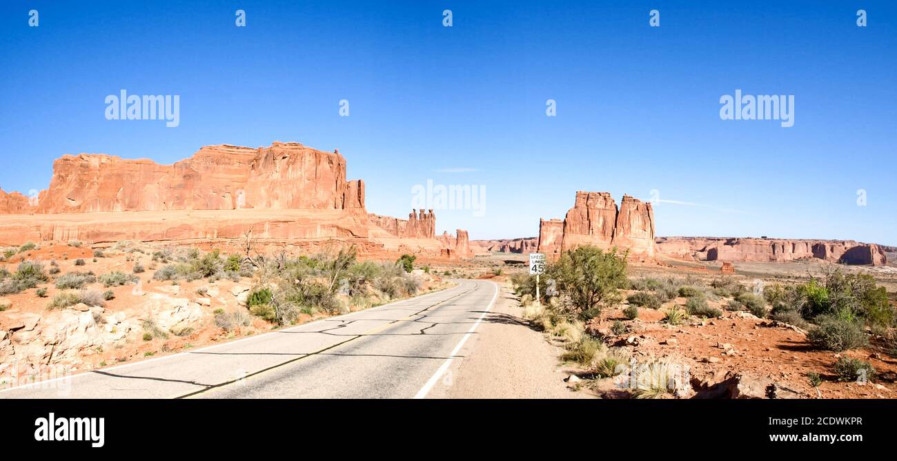 Parc National de la nature, de l'Utah. Le paysage et les roches. Les routes et les p Banque D'Images