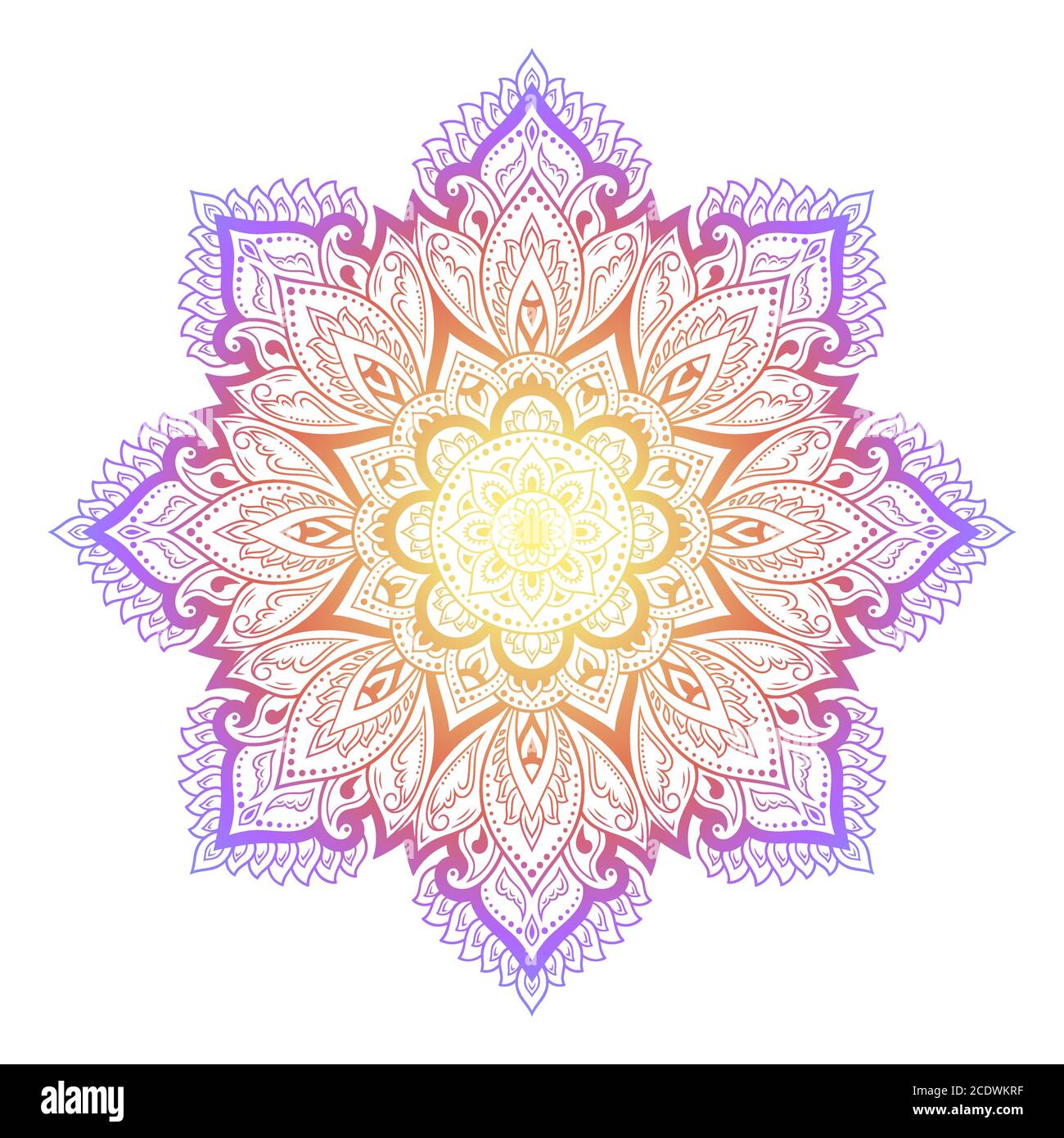Couleur motif circulaire sous forme de mandala avec fleur pour la décoration ou l'impression. Décoration décorative de style oriental ethnique. Motif arc-en-ciel sur blanc b Illustration de Vecteur