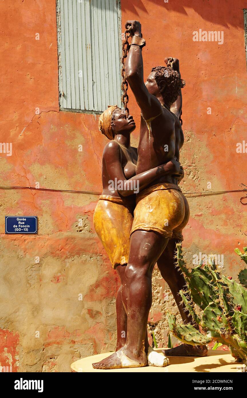 Sénégal, île de Goree, « la statue de la liberté d'esclavage ». Patrimoine mondial de l'UNESCO. L'île de Goree était un port traditionnel de spéléologie et de commerce, par le Banque D'Images
