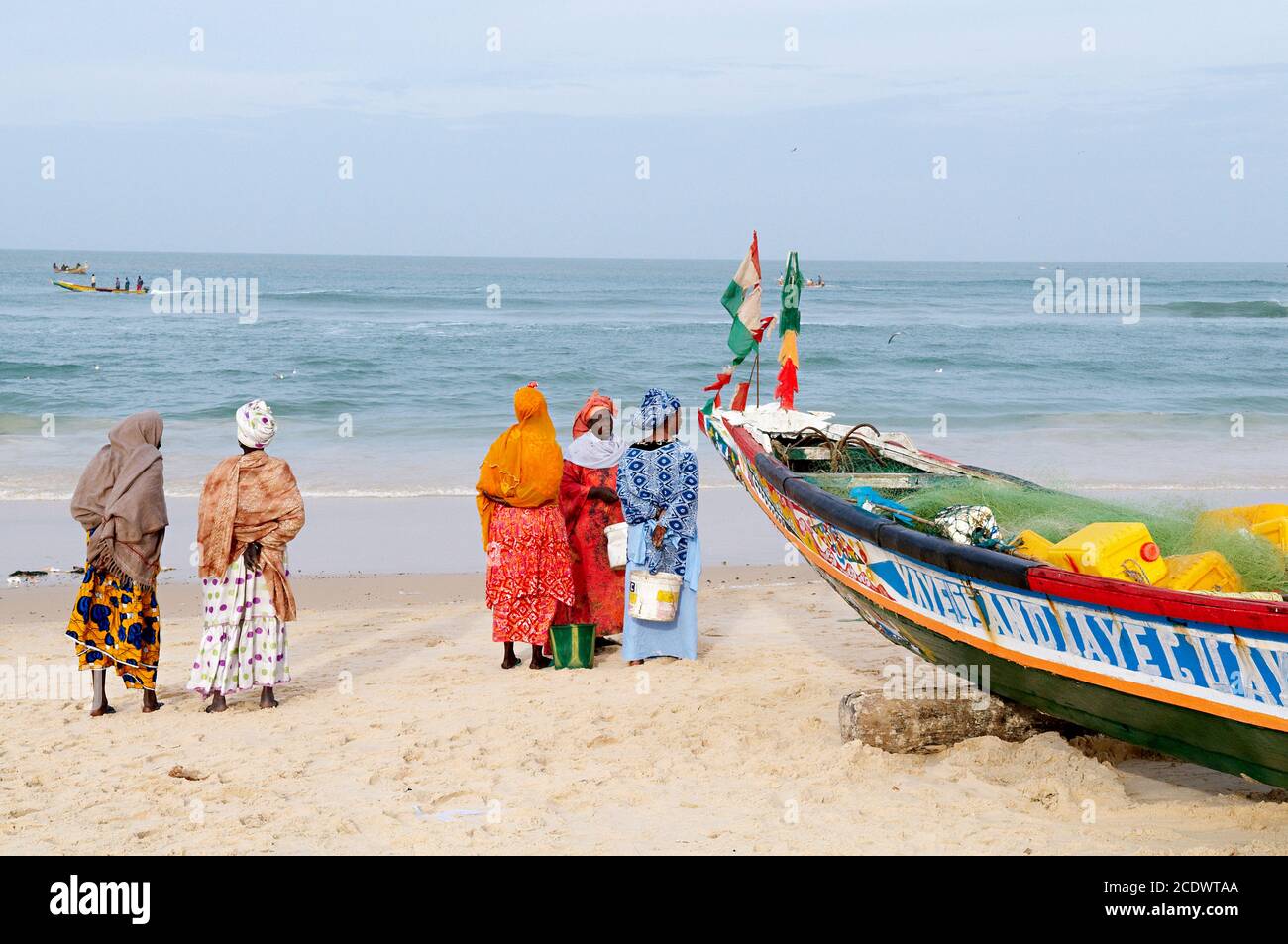 Sénégal, ville de Saint Louis, patrimoine mondial de l'UNESCO, retour des pêcheurs Banque D'Images