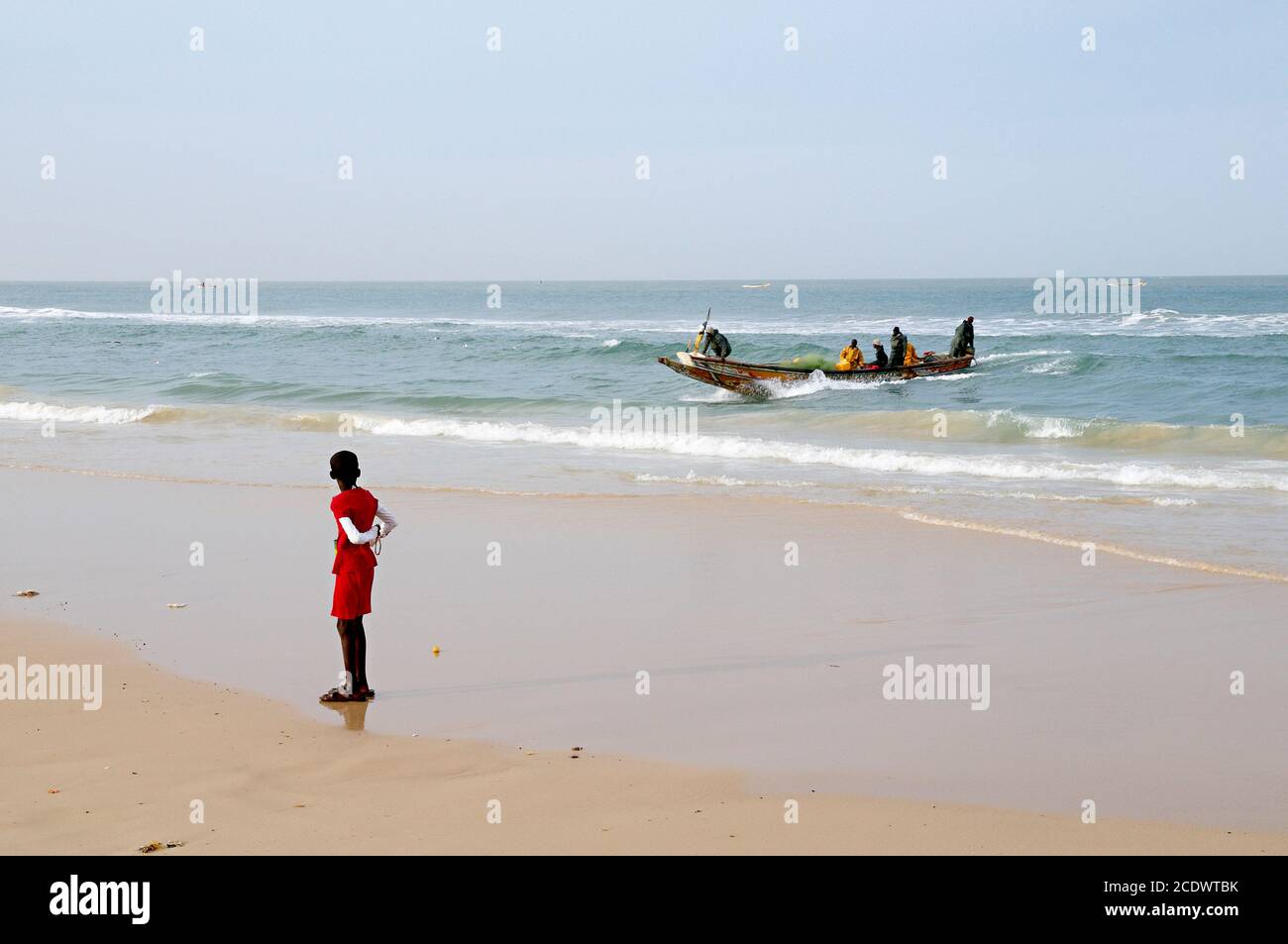 Sénégal, ville de Saint Louis, patrimoine mondial de l'UNESCO, retour des pêcheurs Banque D'Images