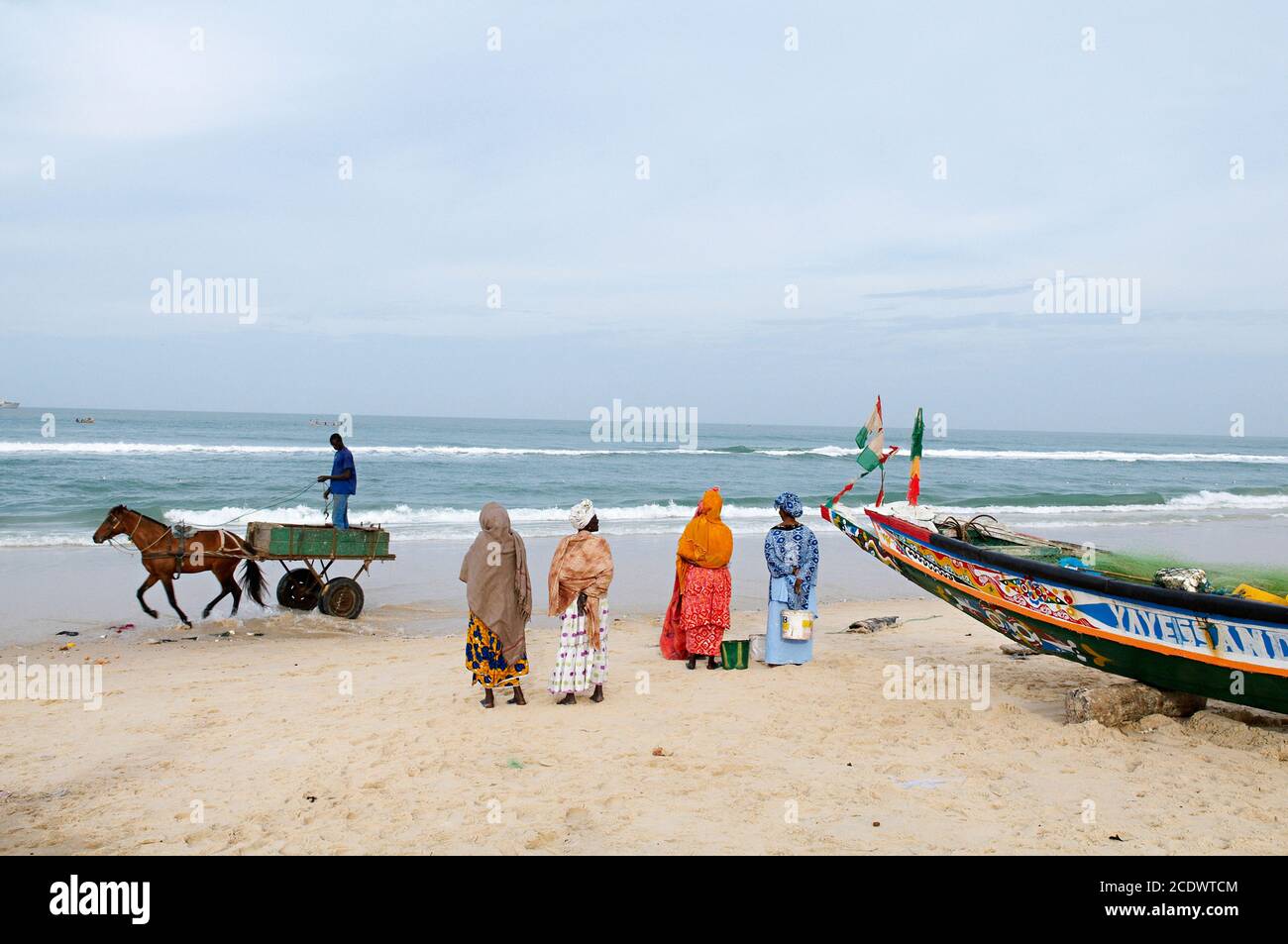Sénégal, ville de Saint Louis, patrimoine mondial de l'UNESCO, retour des pêcheurs Banque D'Images