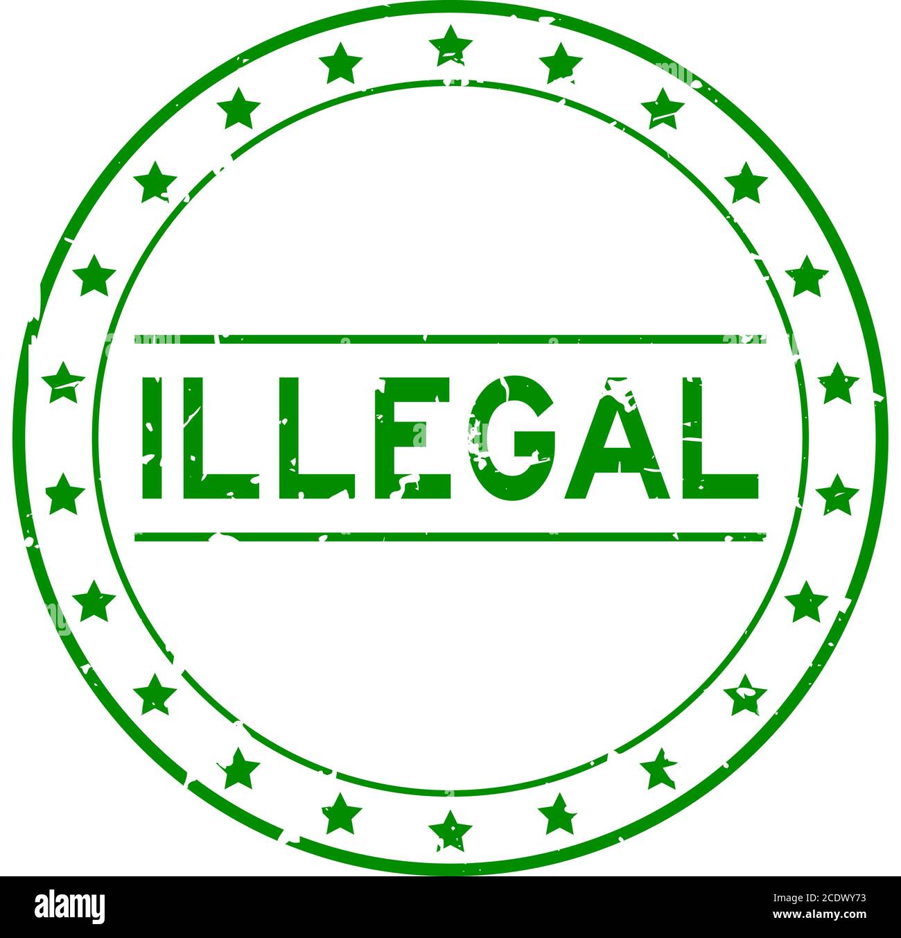 Grunge vert mot illégal rond joint caoutchouc tampon sur blanc arrière-plan Illustration de Vecteur
