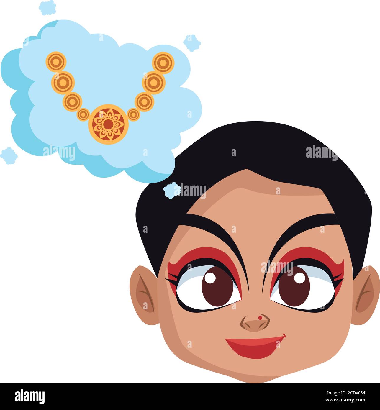 Dessin animé de femme de diwali avec collier en forme de bulle, la culture indienne et l'hindouisme thème illustration vectorielle Illustration de Vecteur