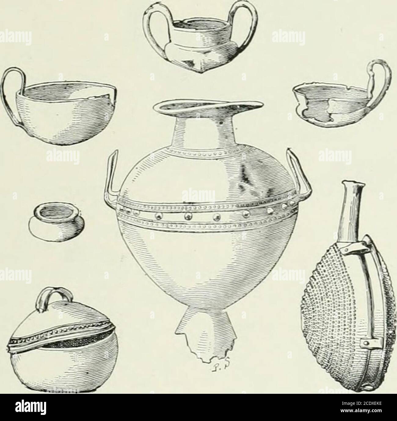 . Histoire de Rome et du peuple romain, de son origine à l'établissement de l'empire chrétien . o 53 LES ETRUSQUES. Ixxxv n type (si jusqu'à Egj^Dtian tombes se montre, ou le conti-aire, dans le valley de Castel dAsso, à huit miles de Yitorho. La ville a été destioyée, mais sa nécropole existe, excavée dans la roche comme les tombeaux de Medinet Abu. La façade est de l'ordre dorique, une caractéristique générale de l'architecture étrusque-e, et les portes, l'étroitesse du haut, les décorations en relief, et les moulures rappellent les thèmes sur les rives de la Xile. Soana et Xorchia, aussi, ont leur vallée Banque D'Images