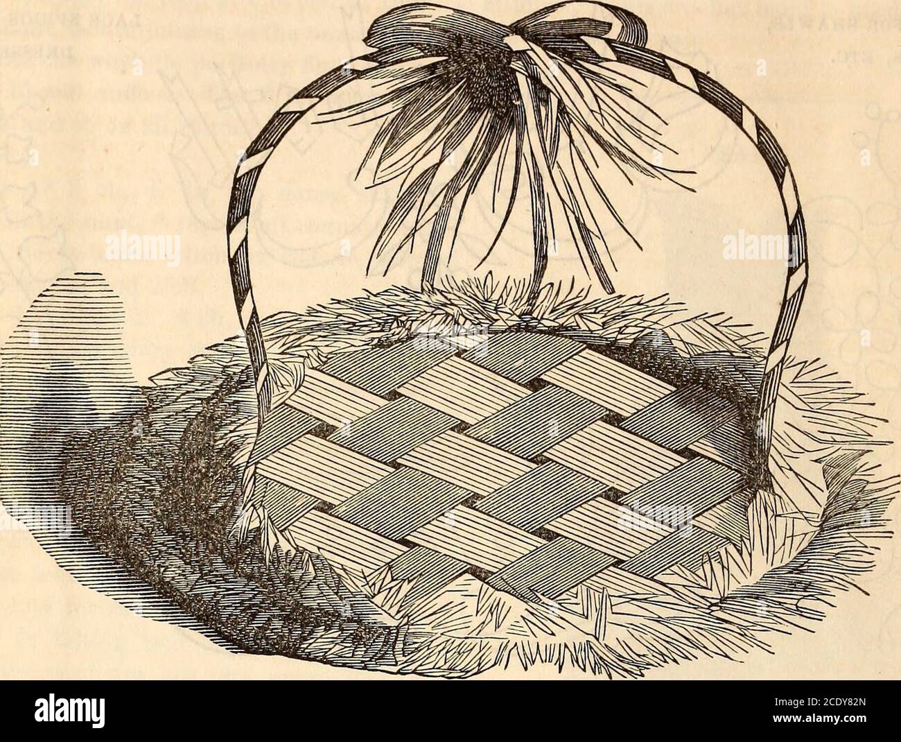 . Livre de la dame de Godey . Ce tablier est composé d'une rire riche en chin4 gris. Il est amarré, et a un velvetplastron élaboré en bas du centre, découpé en diamants, et taillé avec de la dentelle noire et des boutons. 396 livres et magazines godeys ladys. PANIER BONBON... Bien que le petit article que nous donnons appelé un panier de bonbon, mais il est également adapté à toutes sortes de fruits secs, de viandes douces, etc., servant également à décorer la table soit pour le dessert après-dîner, ou pour les therefreshments de la soirée. Le modeof de fabrication de ces paniers est comme suit :— prendre un papier blanc glacé et un Banque D'Images
