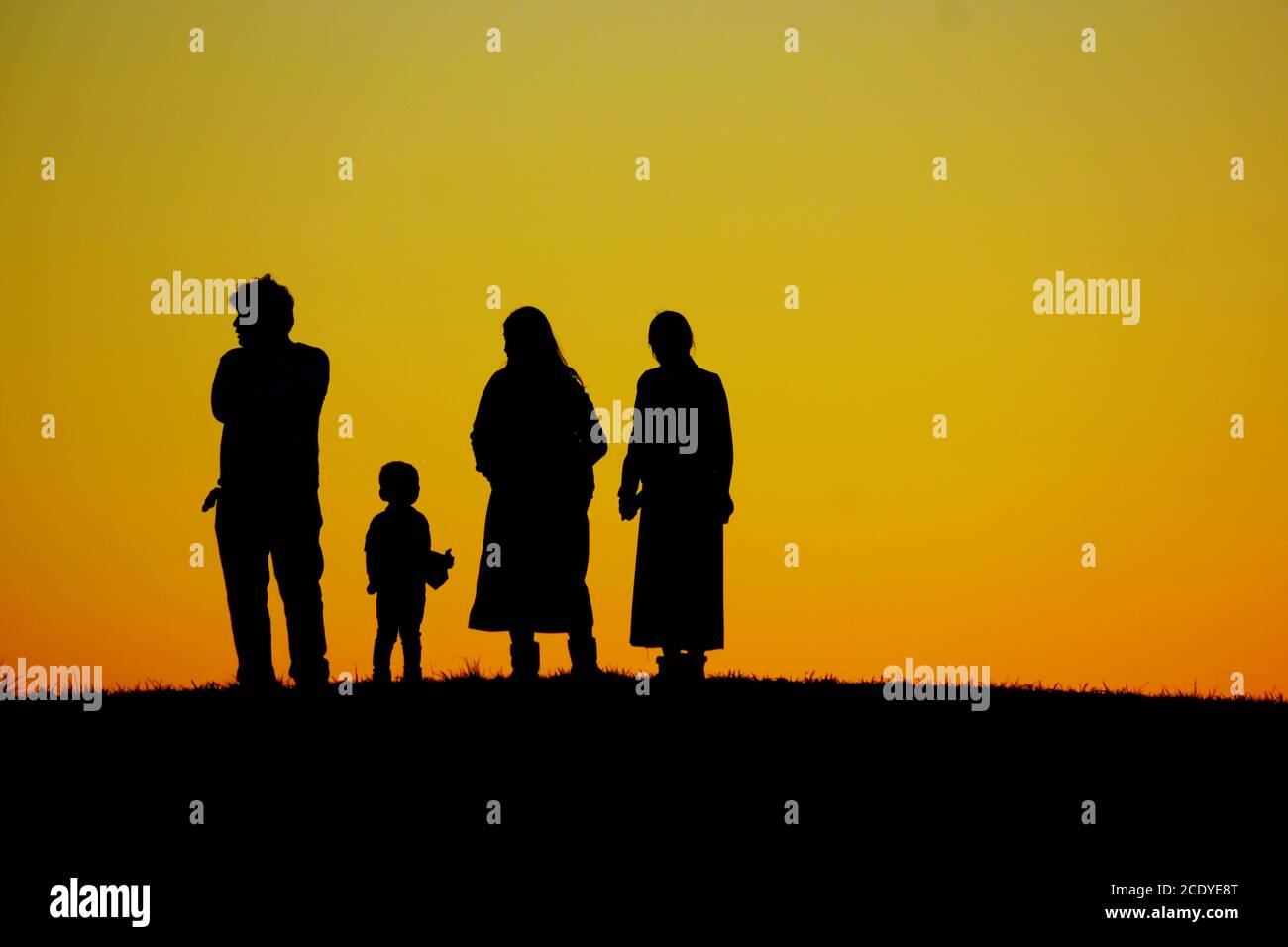 Image de silhouette de famille à deux familles Banque D'Images