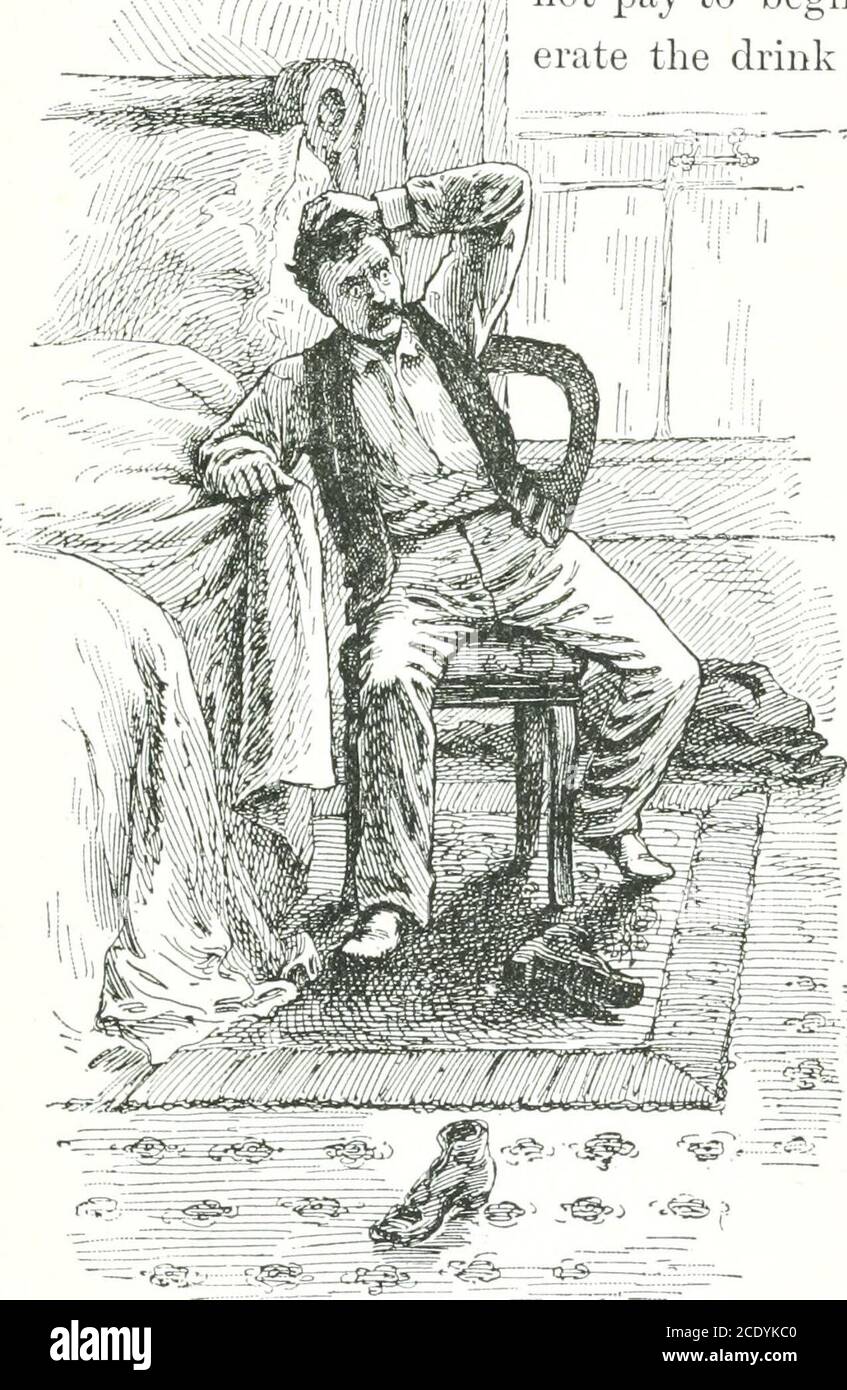 . Plate-forme échos: Ou, des vérités vivantes pour la tête et le coeur . lute révélateur, clap vos mains brunies et amèrement appelez-vous Fool! imbécile ! Et ajouter: Imade un misérable idiot ! Moi-même hier soir, et maintenant, j'ai une terrible SOIF DE SPIRITUEUX. 271 {i f/i i, I ! subissant ces tourments intestables ! Quel idiot je suis ! Si le premier verre apportait à la fois la souffrance de l'action, et l'excitation est venu le lendemain matin, qui boirait? Si le delirium trempenssest d'abord, et le plaisir après, wowould buter? Mon ami, il ne paie pas pour commencer. Tout d'abord, vous tol-j errez la boisson; puis touchez et goûtez-la; thenjes Banque D'Images