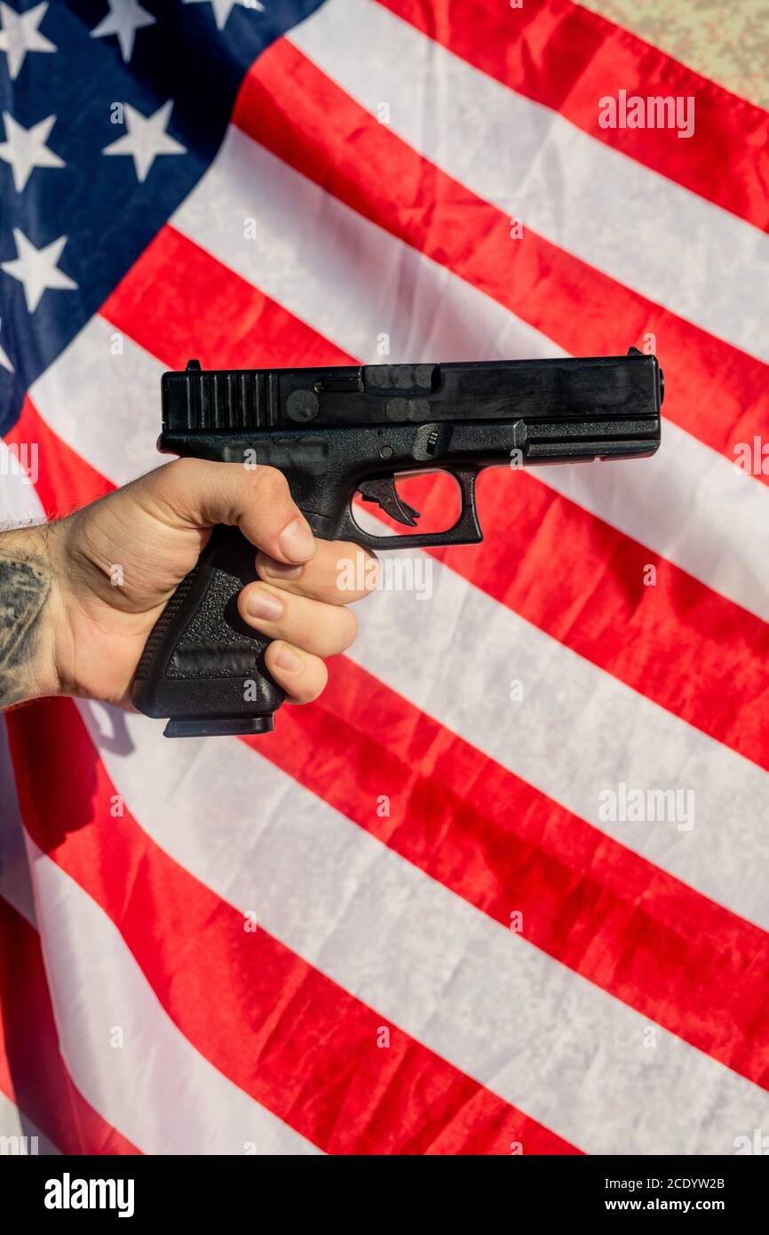 Fond d'écran : pistolet, drapeau américain, Etats-Unis, fusil d
