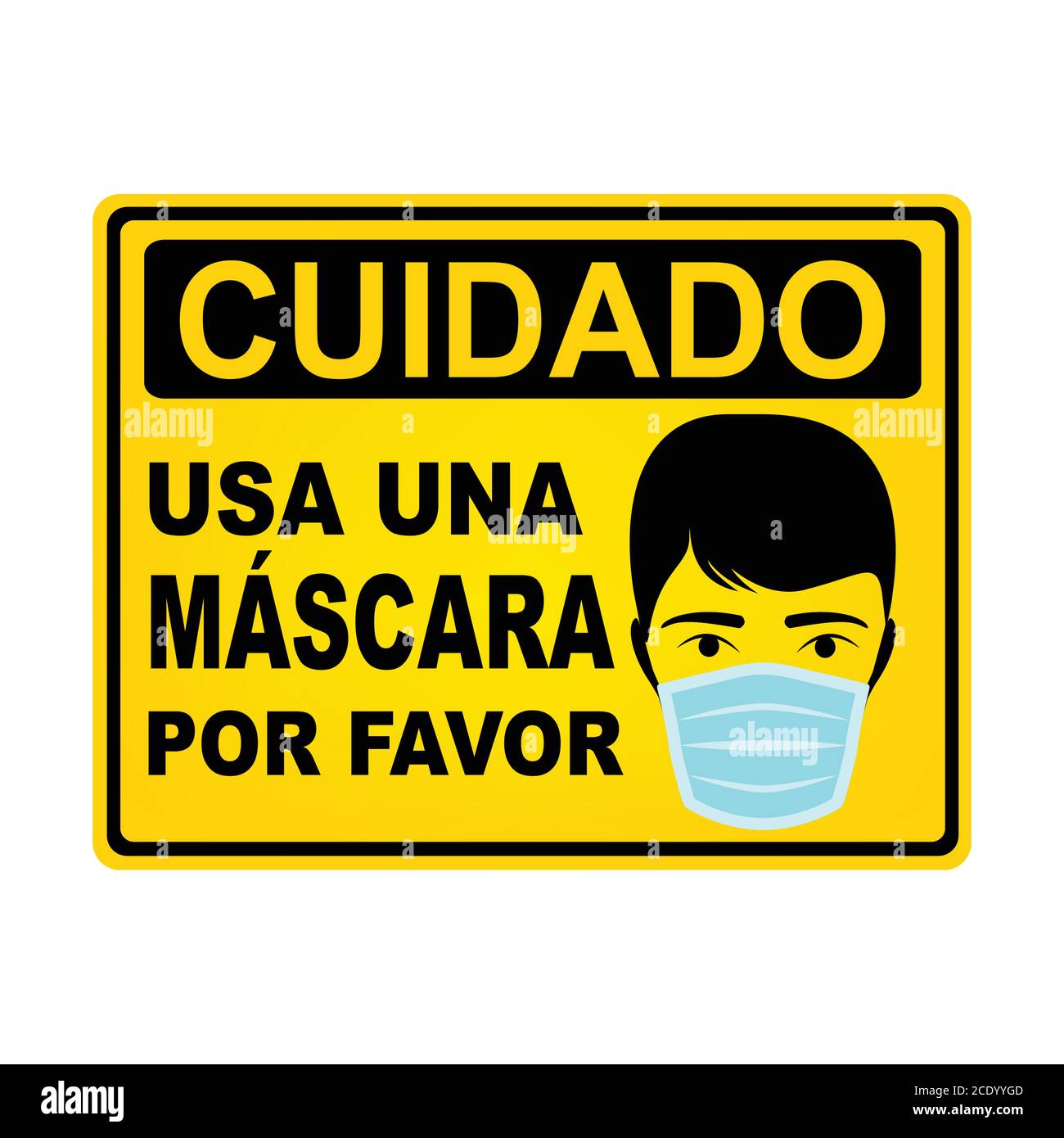 Porter un panneau de mise en garde de masque en espagnol, dessin vectoriel  Image Vectorielle Stock - Alamy