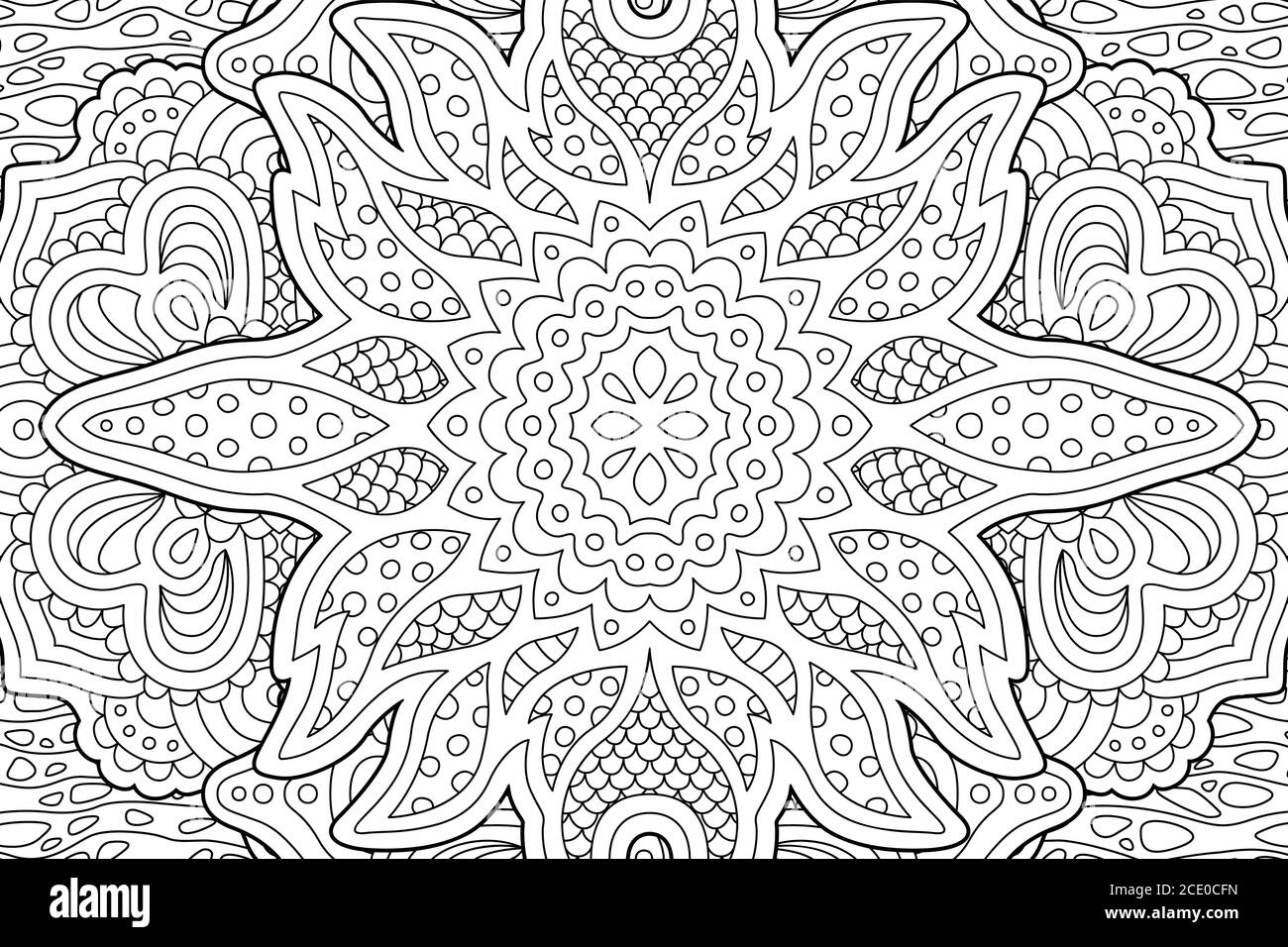 Magnifique livre d'art à colorier rectangulaire détaillé avec motif monochrome Illustration de Vecteur