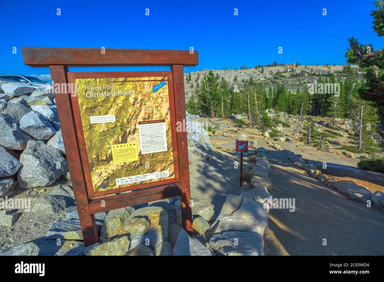 Yosemite National Park, Californie, États-Unis - août 10,2019 : panneau de la carte de Olmsted point en Californie, États-Unis. Olmsted guetteur Banque D'Images