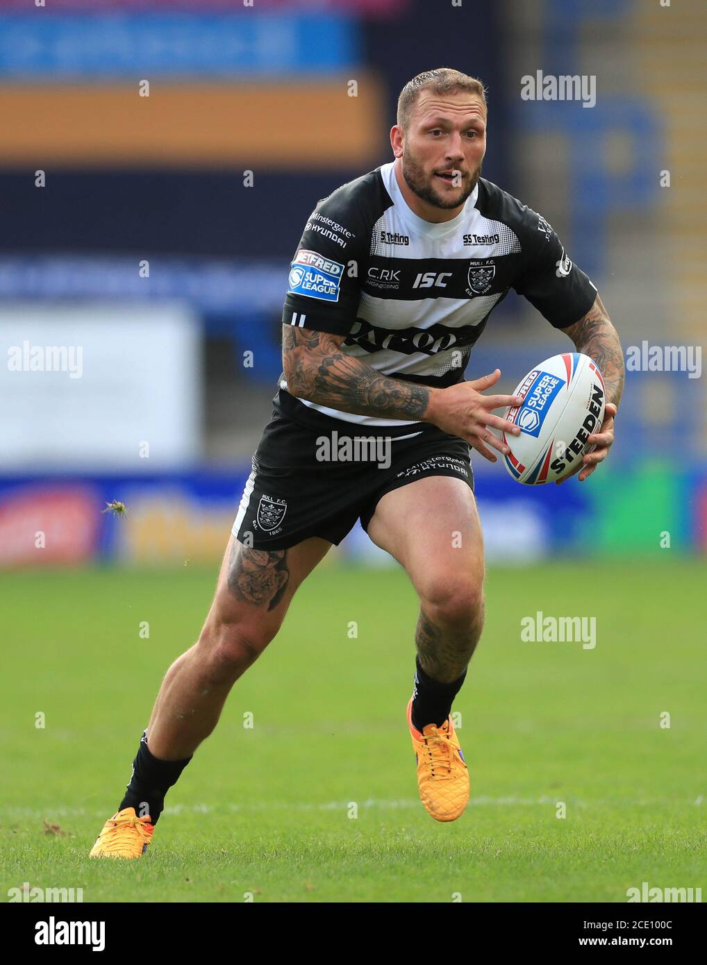 Jordan Lane de Hull pendant le match de la Super League de Betfred au stade Halliwell Jones, à Warrington. Banque D'Images