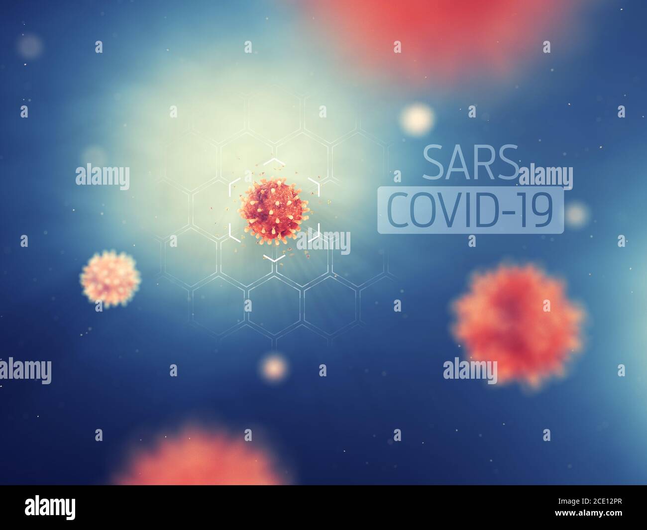 Le coronavirus est un virus hautement contagieux qui provoque un syndrom respiratoire aigu sévère. La pandémie mondiale COVID-19 est causée par le COV-2 du SRAS Banque D'Images