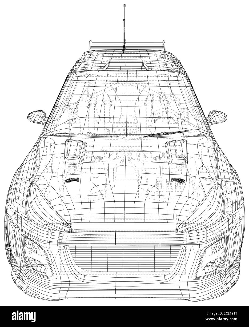 Vecteur d'illustration de voiture de rallye. Ligne de châssis de fil isolée. Rendu vectoriel 3D. Illustration de Vecteur