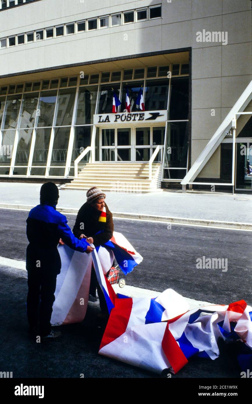 Archives France : Voyage officiel du Président français François Mitterrand, Villeurbanne, France Banque D'Images