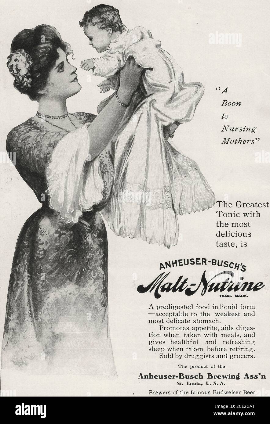 Anheuser-Busch Malt Nutrine - UNE aubaine pour les mères allaitantes - Publicité, vers 1920 Banque D'Images