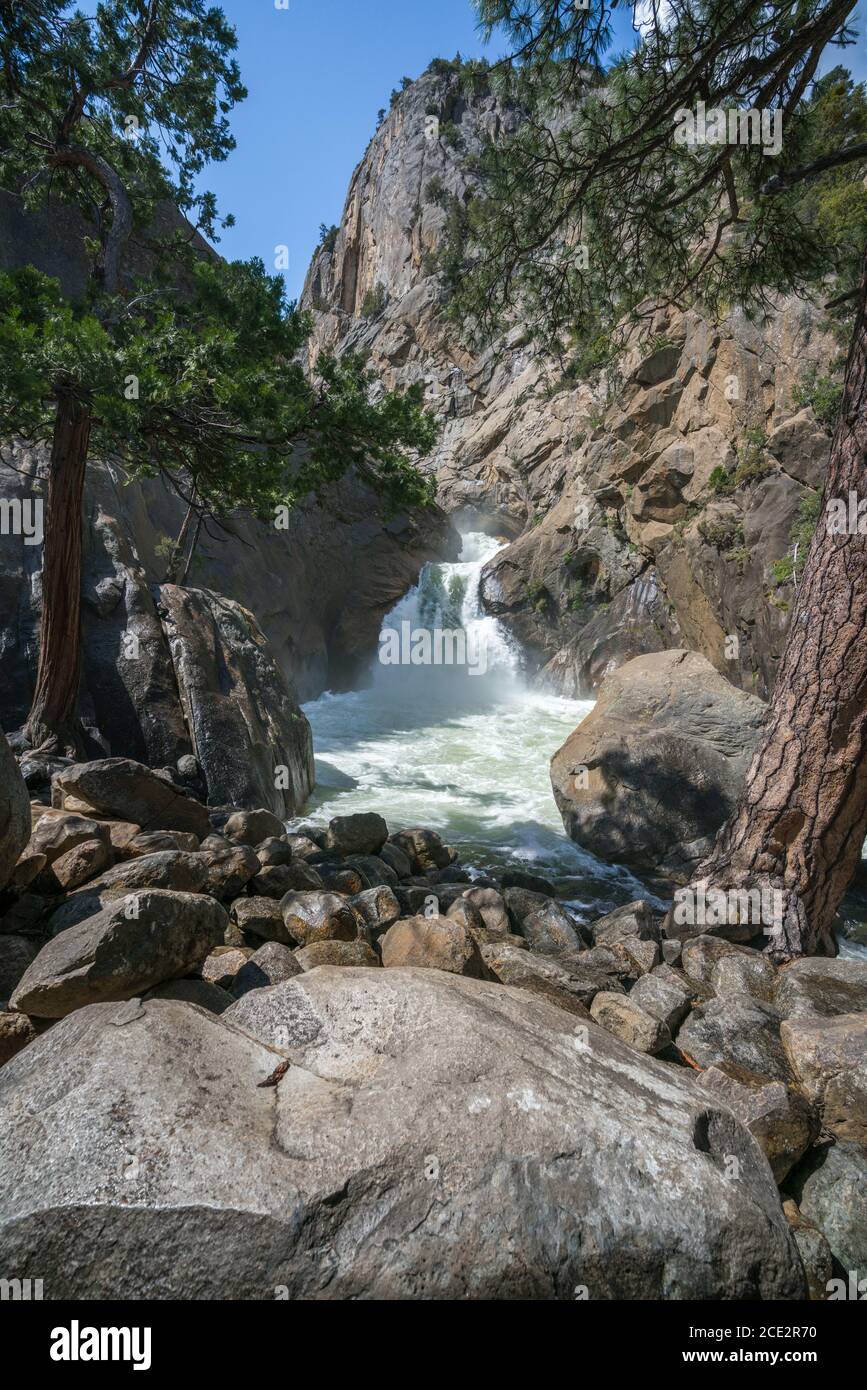 la rivière roaring tombe dans le parc national de kings canyon dans le états-unis Banque D'Images