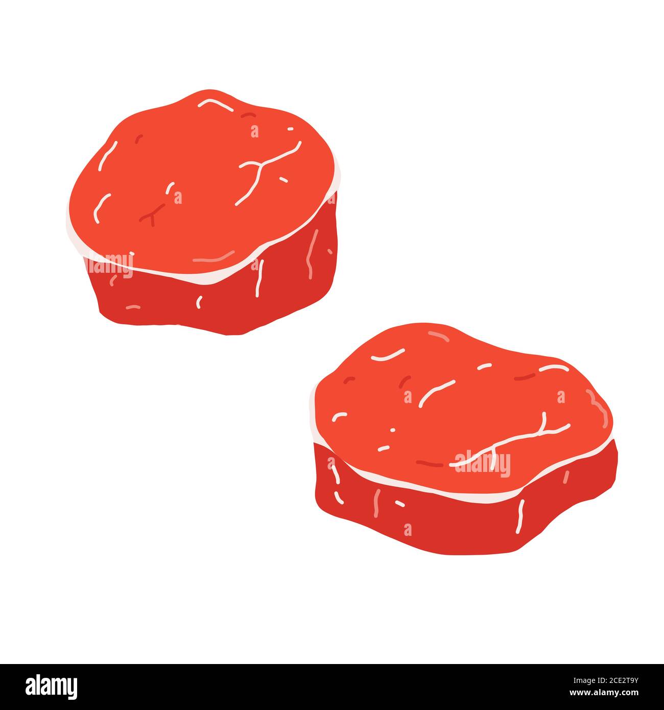 Filet d'oeil ou filet de bœuf, viande fraîche crue, illustration de la coupe de bœuf, illustration vectorielle réaliste sur le dos blanc Illustration de Vecteur