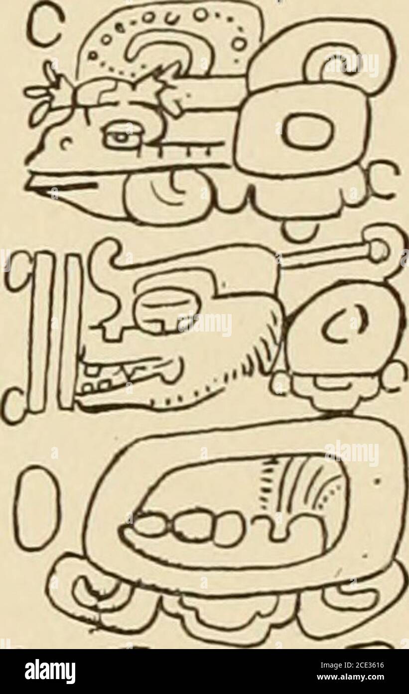 . Rapport annuel du Bureau d'ethnologie américaine au Secrétaire de la Smithsonian institution . Total 1.3.53,912 soustraire 60 tours de calendrier.     1,252,680 reste. 1.232. Comptant en avant 1,2.32 jours à partir de 4 Ahau 8Cumhu, le premier jour de Goodmans o-lth greatcycle, Selers date normale, nous atteignons -t IX 10Xnl. C'est faux, mais en comptant à partir du 4 Ahau 8 Zotz, le premier jour de Goodmans53e grand cycle, nous atteignons 1 EB 5 Zac, qui est d'accord avec l'inscription pour autant que le jour et le jour du mois concerné, mais laisse encore le doute comme le mois. Ce résultat également Banque D'Images