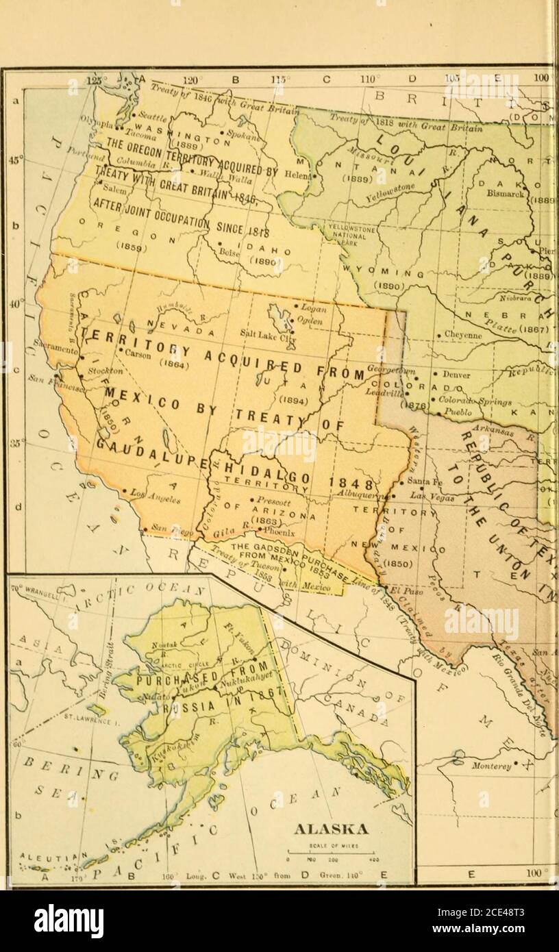 . Une histoire des Etats-Unis pour les écoles secondaires . La Californie, en 1850, le Minnesota, en 1858, l'Oregon, en 1859, et le Kansas, en 18G1, ont adopté des constitutions d'État qui interdisaient l'esclavage. Par l'acte du Congrès en 1862, il a été éteint et interdit dans tout le pays puis ré-entretien dans l'Etat territorial qui comprenait eveiyregion atfected par les actes de compromis de 1850, le Kansas-Nebraska Act. Et la décision Dred Scott. I. carte XV Banque D'Images