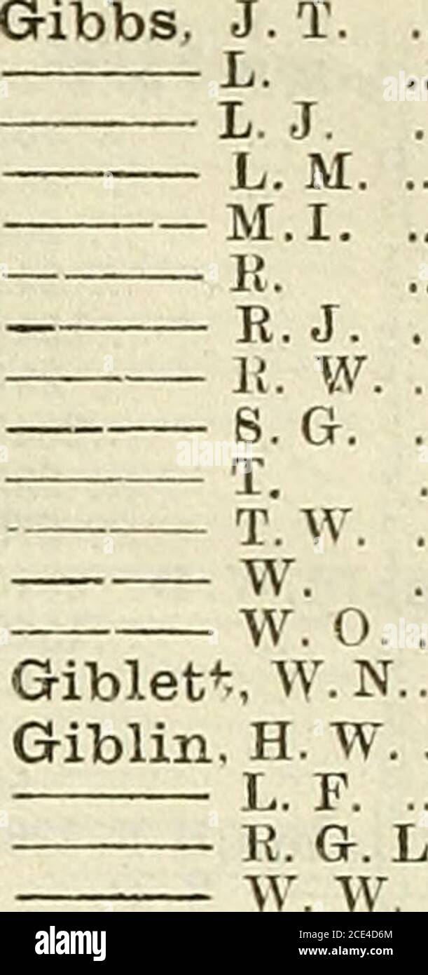 . Liste armée . 227, Gibbs.A.A. ... A. J. ... C. B. ... B. W. B. F. P. ... G. A. ... G.A. ... G.A. ... G. A. E. G. C. ... G. H. ... ? G. R. ... H. D. .. H.B. .. H.W. .. J.A.C. J. B. .. J. F. .. ... 2400 1... 1748 I... 1259 :... 389« :...1528a... 1960 I...1729a ... 51a... 1517... 1545... 382...204.3c... 264a... 19782291, 2357... 216... 546a...1372a...1348(/... 2443...1546a... 2125... 632... 1507... 2.150... 362a.. 2269... 550«... 1748... 1065... 138a... 1359... 2351...1391c... 2294... 2.125...2)43a... 1978... 2003...2005a4, 92a...1362rf...20106...2010ft...2010ft...2043c... 2.325... 23251362, 1864 Banque D'Images