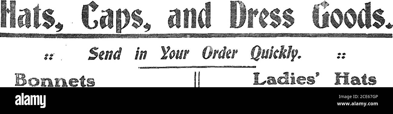 . Le cri de guerre . NOUS AVONS DES LIGNES COMPLÈTES DE. ? RO.s flotmsti, rouge pipsd ed*e, Quality 6; sizeL-4, 5,and 6, S Price, 57.25 E, O s Bsntietti Red&gt;Piped Edge, Quality 4i pointures 4, 5,.md 6, - Price, $5,25 ; Pfivafes BofWftg, Quality 6, longues cordes? Fun-;a'ng@, tailles 4, 5, aad 6 Prix, $7,25 Priv-ates Bsititi, qiilf4, longues cordes, fine run^'J—1», tailles 4, S. aud 6 P.icc, S5 ^5 ?wravenette, Park:-;NJ Serge, S6 Joi, ;? NS i Serge, Daek , 60i»„$W0&Sl85perycL Prix, U 50 par yard, 4ft SO* Prix, $100 par yard paille noire, trasamc-4 de qualité 6, rouleaux de rimdeuses 4, 5, et 6 Prix. S4 00 Noir Banque D'Images