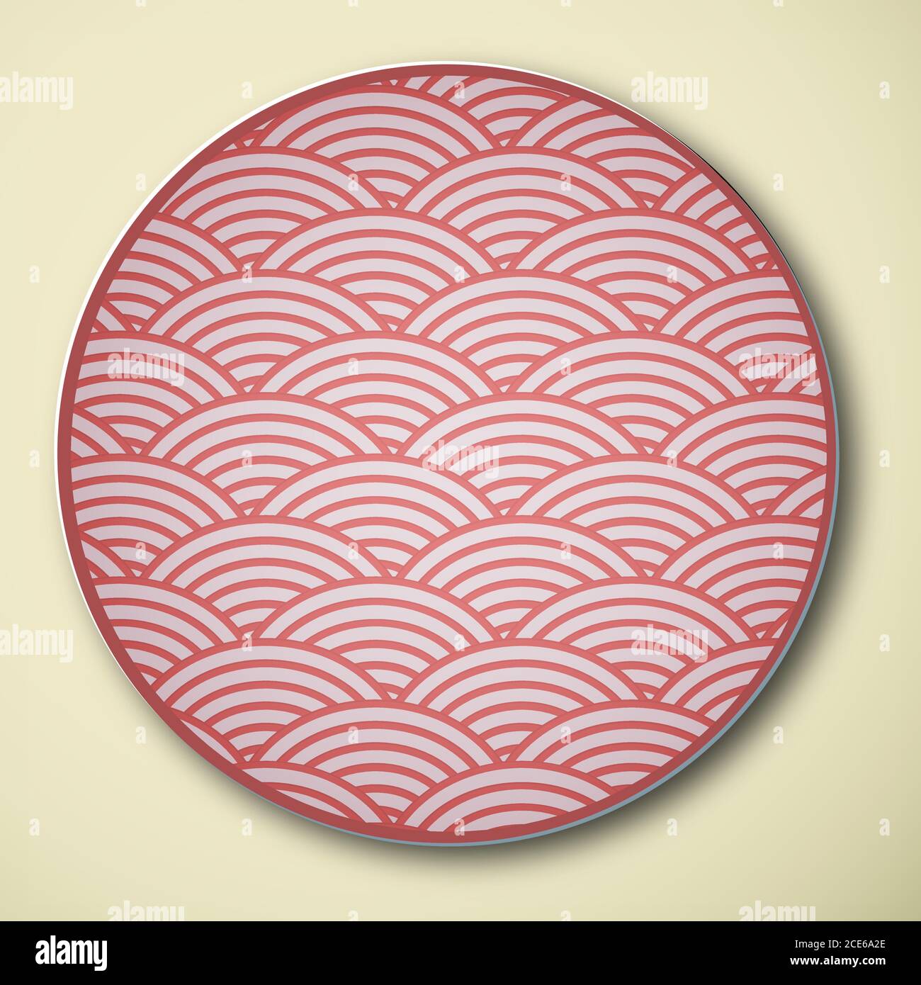 Plaque de porcelaine japonaise, vague marine et eau Illustration de Vecteur