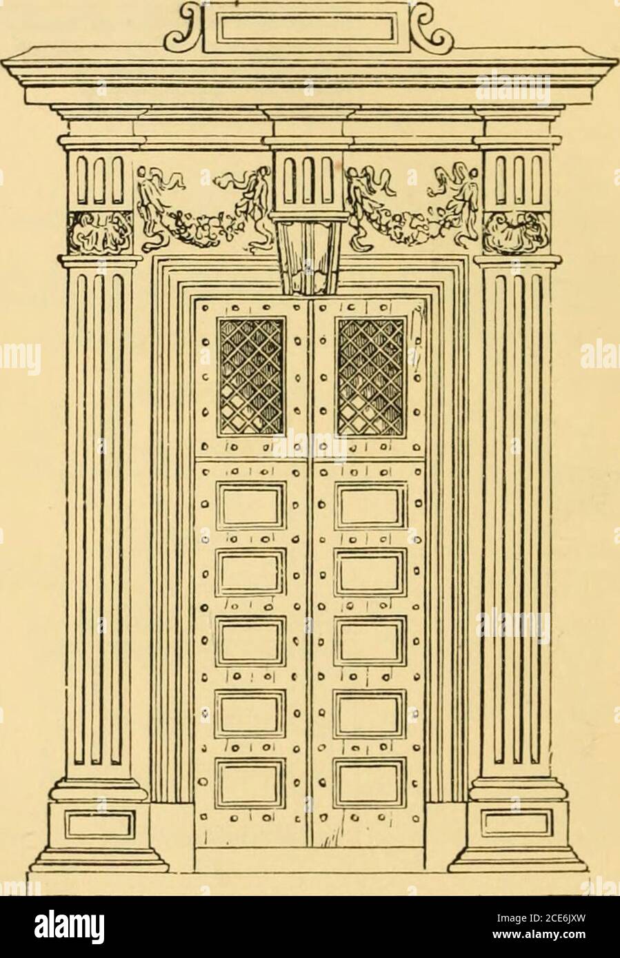 . La maison de l'Anglais, d'un chalet à un manoir. Un guide pratique pour les membres des sociétés du bâtiment, et tous intéressés à choisir ou à construire une maison . Tablette à l'avant. 458 UNE SALLE DE CONFÉRENCE, OU INSTITUTION LITTÉRAIRE. Était une grande salle, la table des conférenciers à l'arrière, un renfoncement et une cheminée derrière, une grande galerie à l'avant, sous laquelle ont été formés deux petites salles, avec un Élévation de la porte d'entrée. Passage de la grande entrée entre. L'en-triance-porte avec un buste de Socrates dessus, sous la recherche, a été faite grand, pour donner à un personnage important UNE SALLE DE CONFÉRENCE, OU INSTITUTI LITTÉRAIRE Banque D'Images
