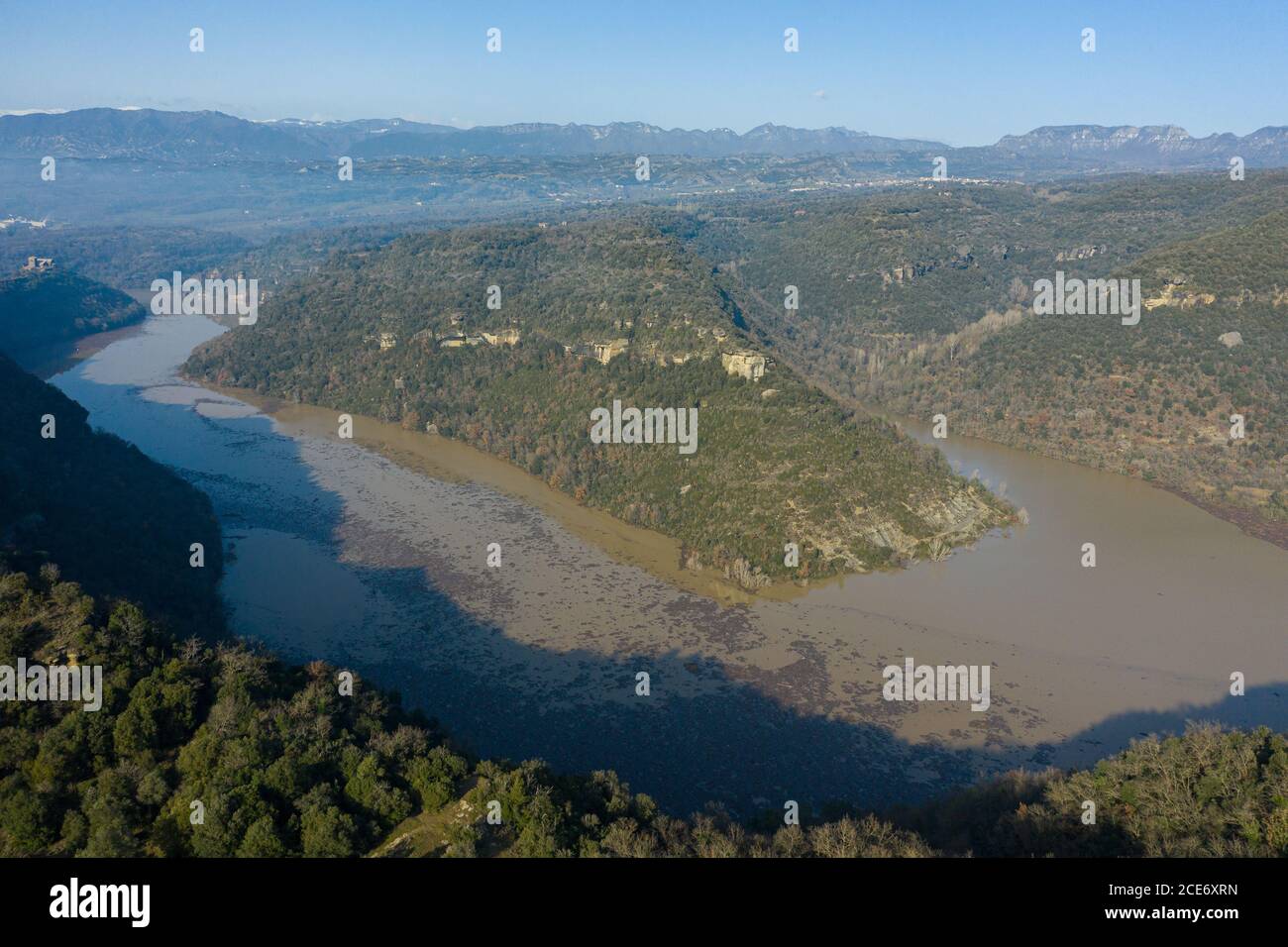 Après la tempête Gloria aux Guilleries-Savassona, Espagne Banque D'Images
