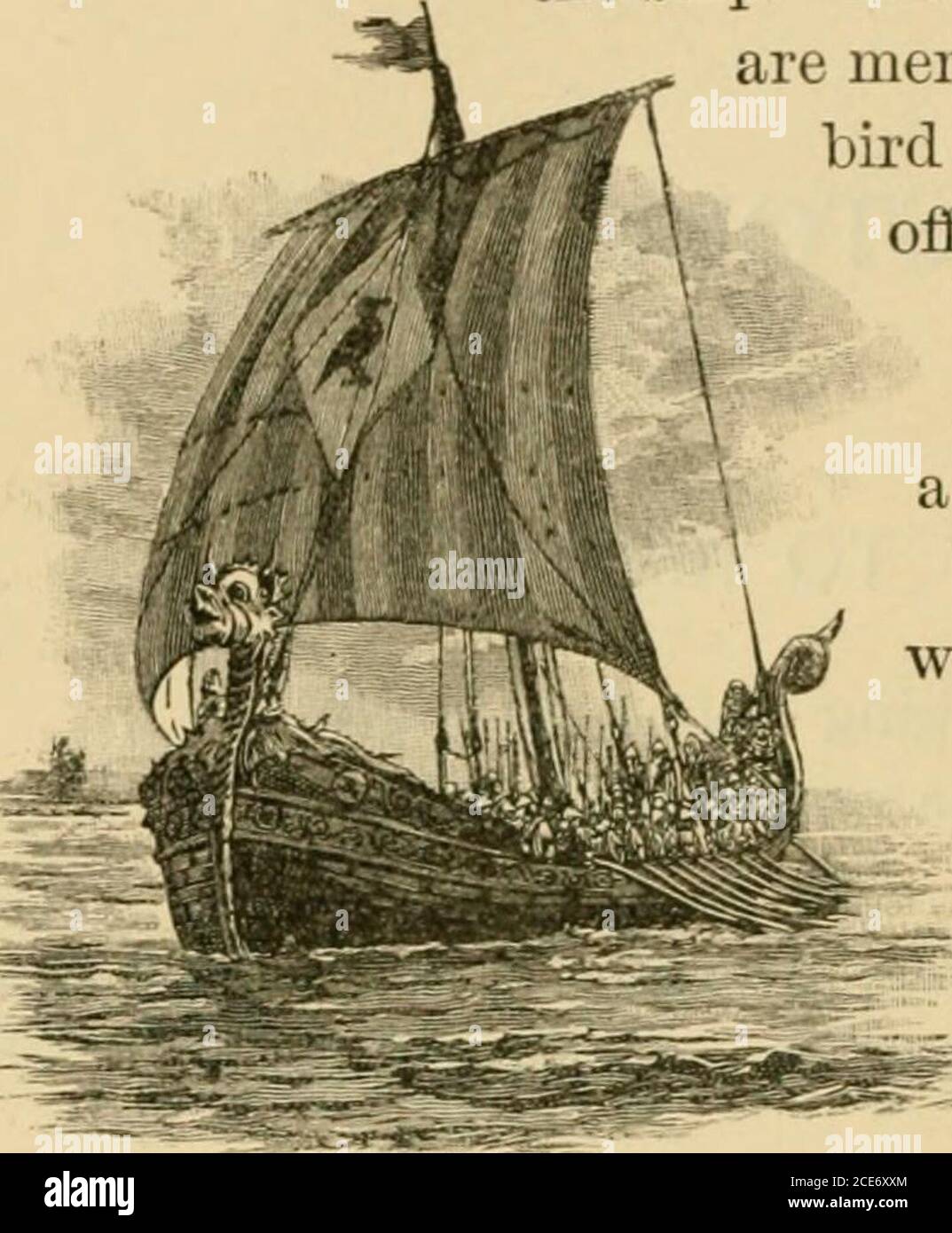 . L'histoire de notre pays; une histoire élémentaire des États-Unis . r&gt;ANGEKS DE LA MER DES TÉNÈBRES (d'une illustration du XVIe siècle) NOTRE HISTOIRE DE PAYS. Un NAVIRE NORVÉGIEN Commerce avec l'Asie le navire. Les vagues sont aussi hautes que les montagnes, et il y a des mémaïdes et des démons horribles. Un oiseau monstrueux vole au-dessus de l'eau, assez fort pour transporter un grand navire et tous les marins; et pire que cela, tSatan s'étire parfois une grande main noire aussi grande qu'une falaise et tire un navire sous la mer. Ces histoires sur les dangers de l'océan n'étaient pas des contes de fées racontés à amuser des enfants; ils W Banque D'Images