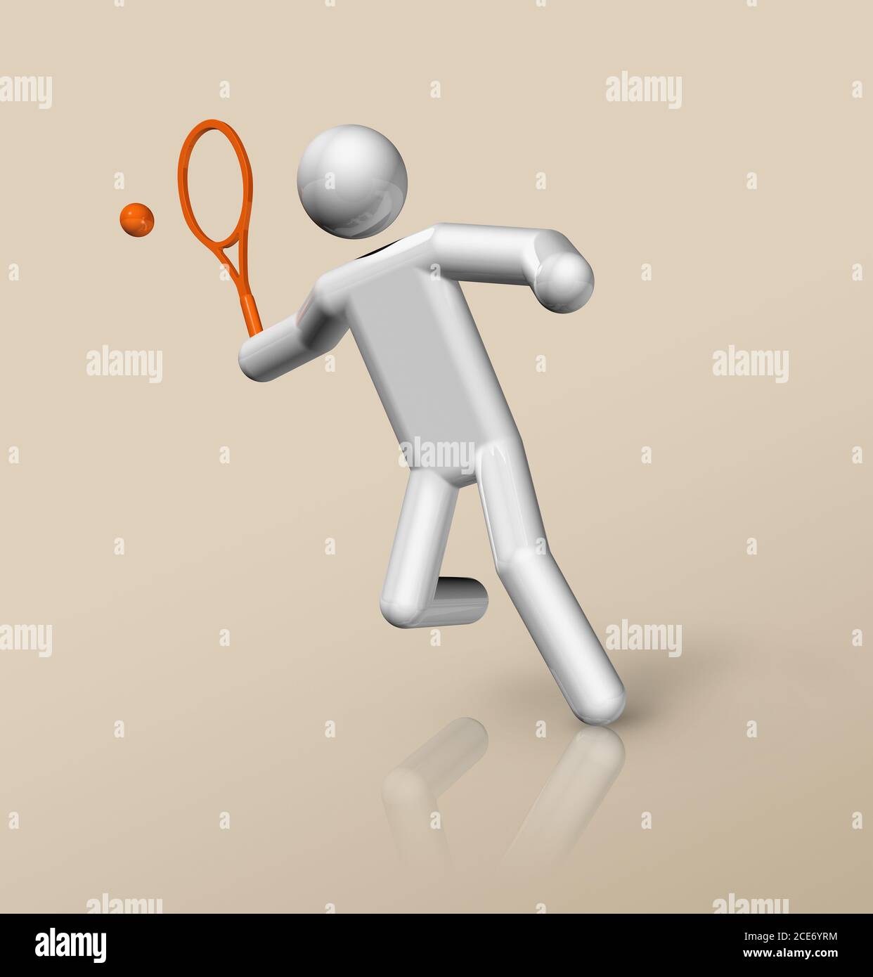 symbole de tennis tridimensionnel, sports olympiques. Illustration Banque D'Images