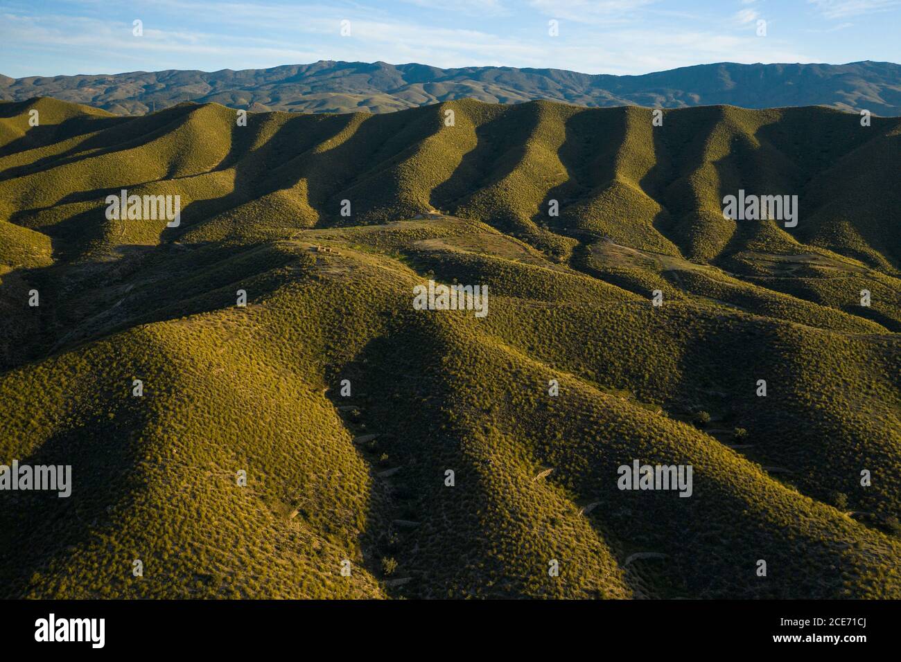 Collines ondulantes dans le désert de Tabernas en Espagne Banque D'Images