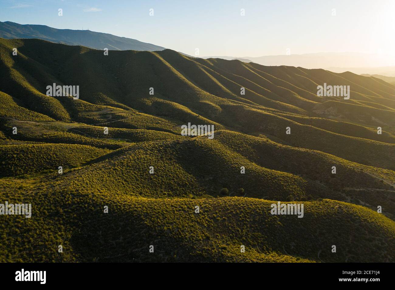 Collines ondulantes dans le désert de Tabernas en Espagne Banque D'Images