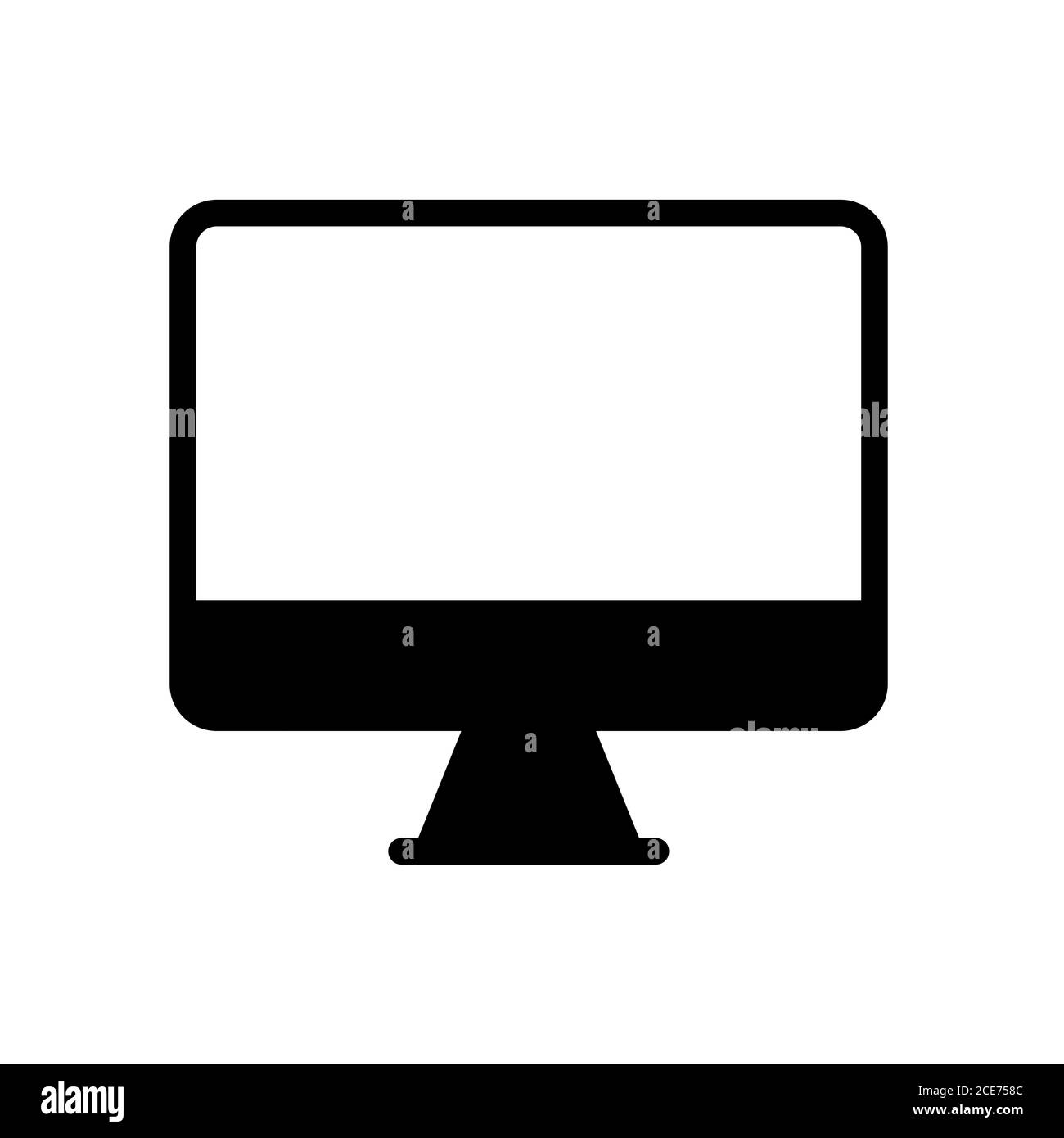 Symbole du moniteur icône de ligne noire plate, illustration vectorielle Illustration de Vecteur
