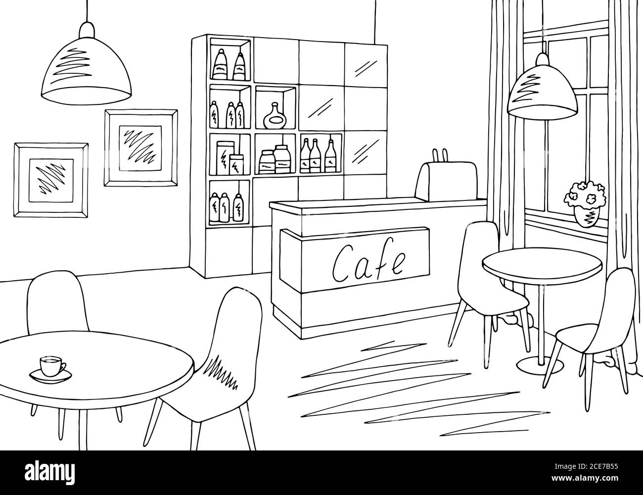 Motif barre de café noir blanc dessin intérieur vectoriel Illustration de Vecteur