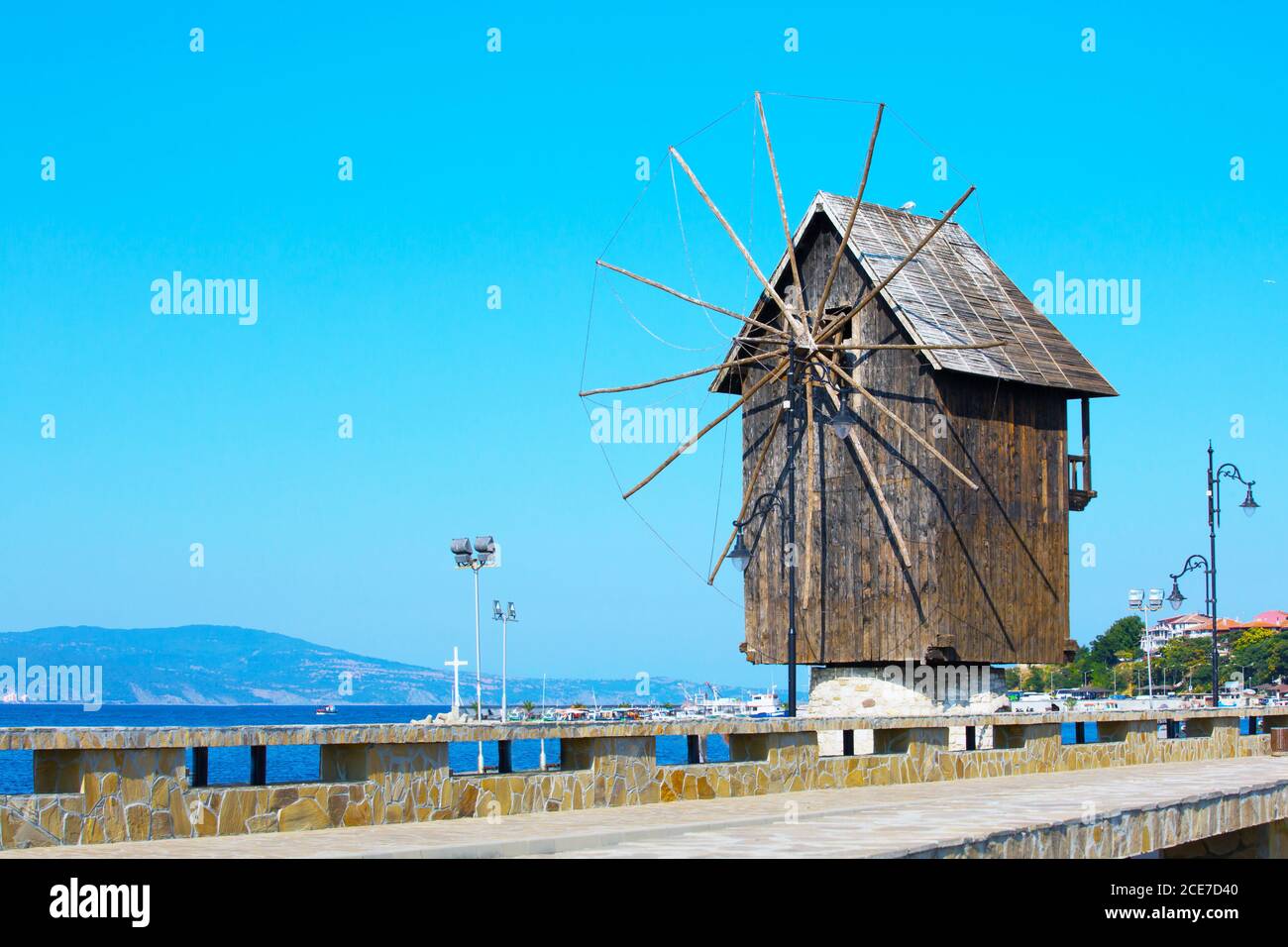 Moulin de Nesebar en Bulgarie, au bord de la mer Noire Banque D'Images
