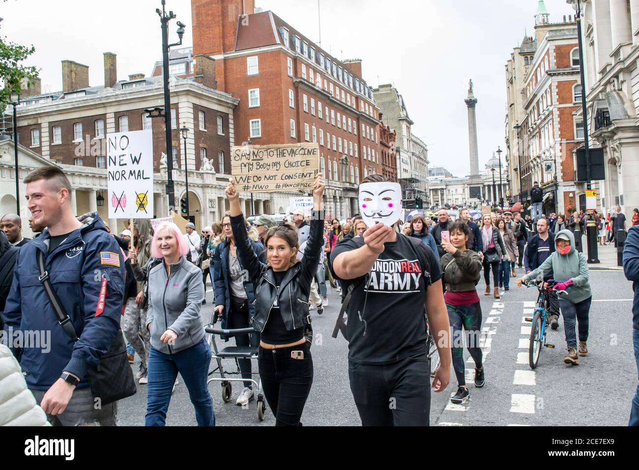 WESTMINSTER, LONDRES/ANGLETERRE- 29 août 2020 : des manifestants se sont rassemblés dans un rassemblement anti-verrouillage Unite for Freedom, contre les restrictions du coronavirus Banque D'Images