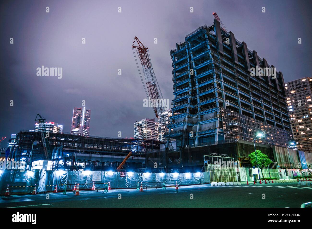 Chantier de construction de bâtiments de haute hauteur du Yokohama Minato Mirai Banque D'Images