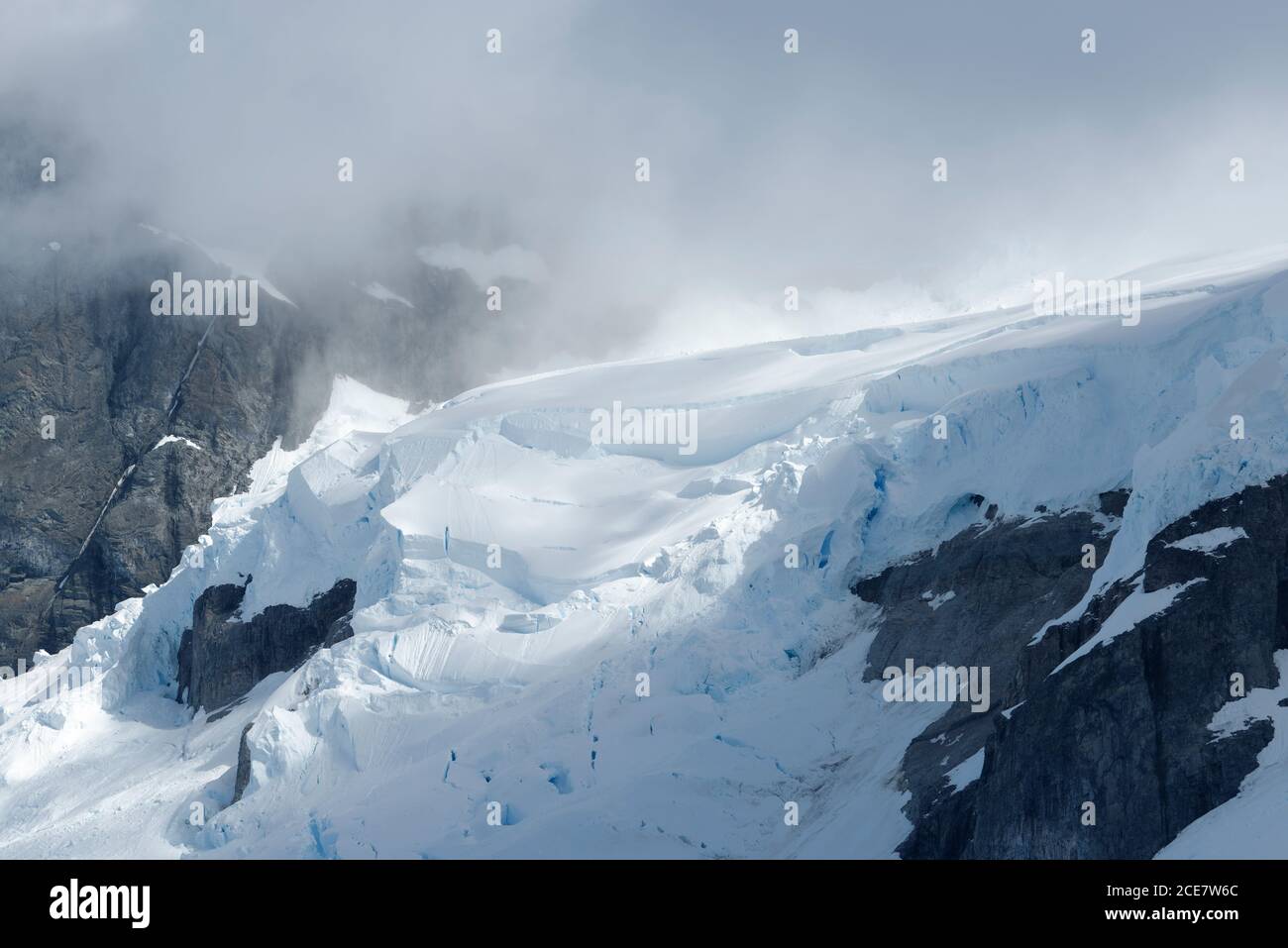 Gros plan sur un glacier, Graham Land, la péninsule antarctique, l'Antarctique occidental Banque D'Images