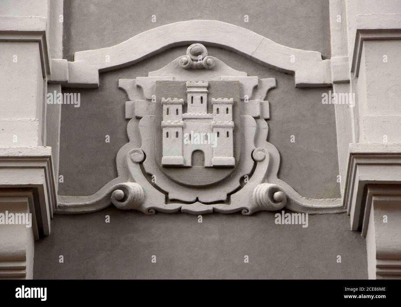 Nuances de gris symbole du château sur un mur dans Burgos Castille et Leon Espagne Banque D'Images