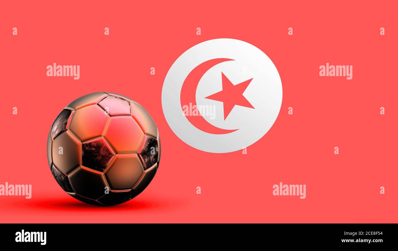Drapeau de la tunisie avec ballon de football en métal, drapeau national de  football, coupe du monde de football, football européen, championnat  américain et africain, rendu 3d Photo Stock - Alamy