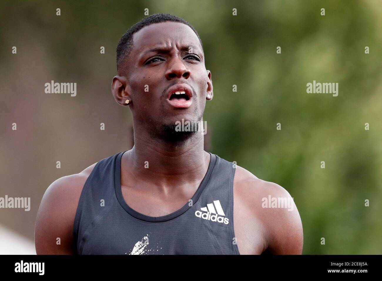 Utrecht, pays-Bas. 30 août 2020. UTRECHT, 30-08-2020, Atletiekbaan Nieuw Maarschalkerweerd, Taymir Burnett pendant le deuxième jour des championnats néerlandais de piste et de terrain. Crédit : Pro Shots/Alamy Live News Banque D'Images