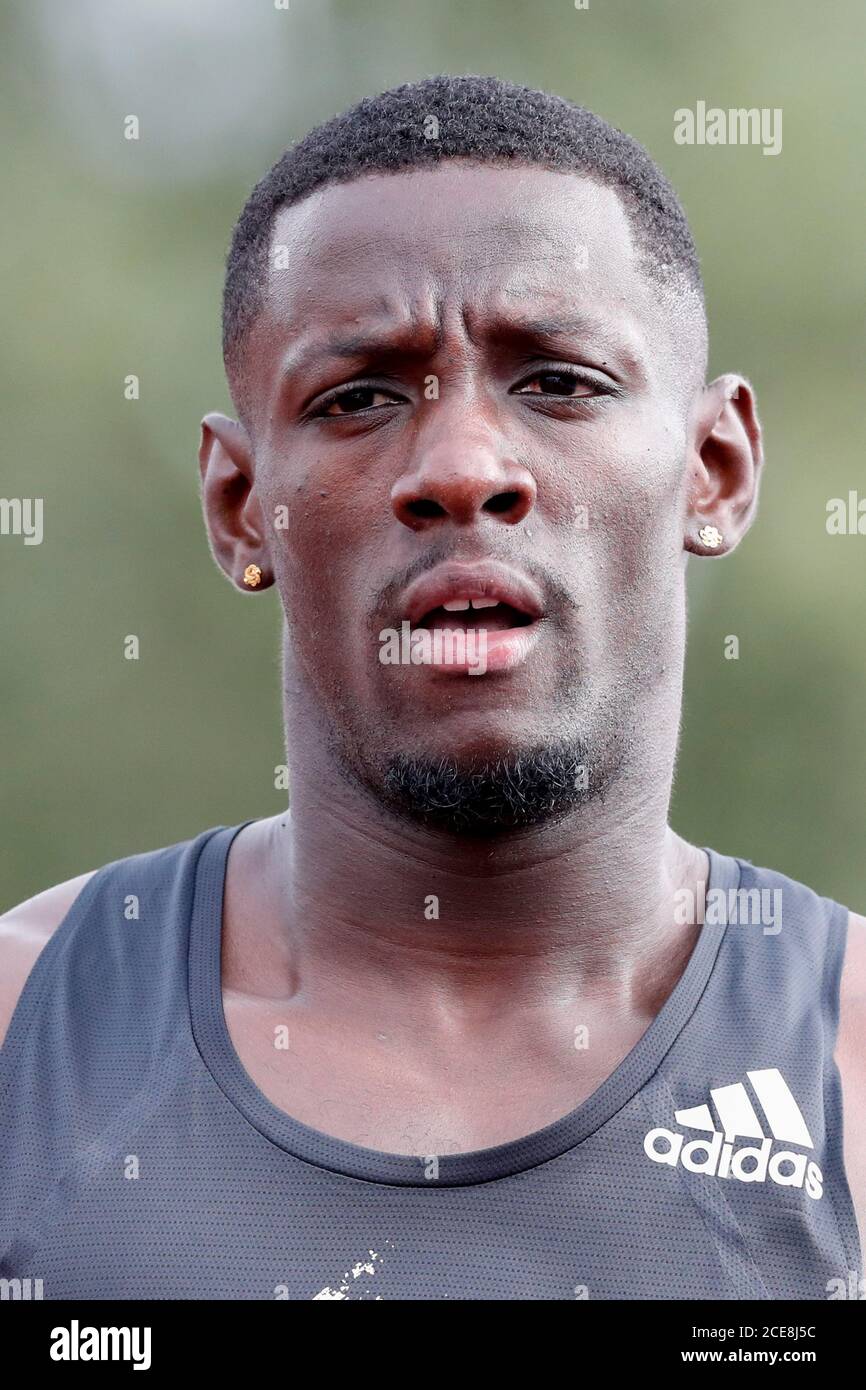Utrecht, pays-Bas. 30 août 2020. UTRECHT, 30-08-2020, Atletiekbaan Nieuw Maarschalkerweerd, Taymir Burnett pendant le deuxième jour des championnats néerlandais de piste et de terrain. Crédit : Pro Shots/Alamy Live News Banque D'Images