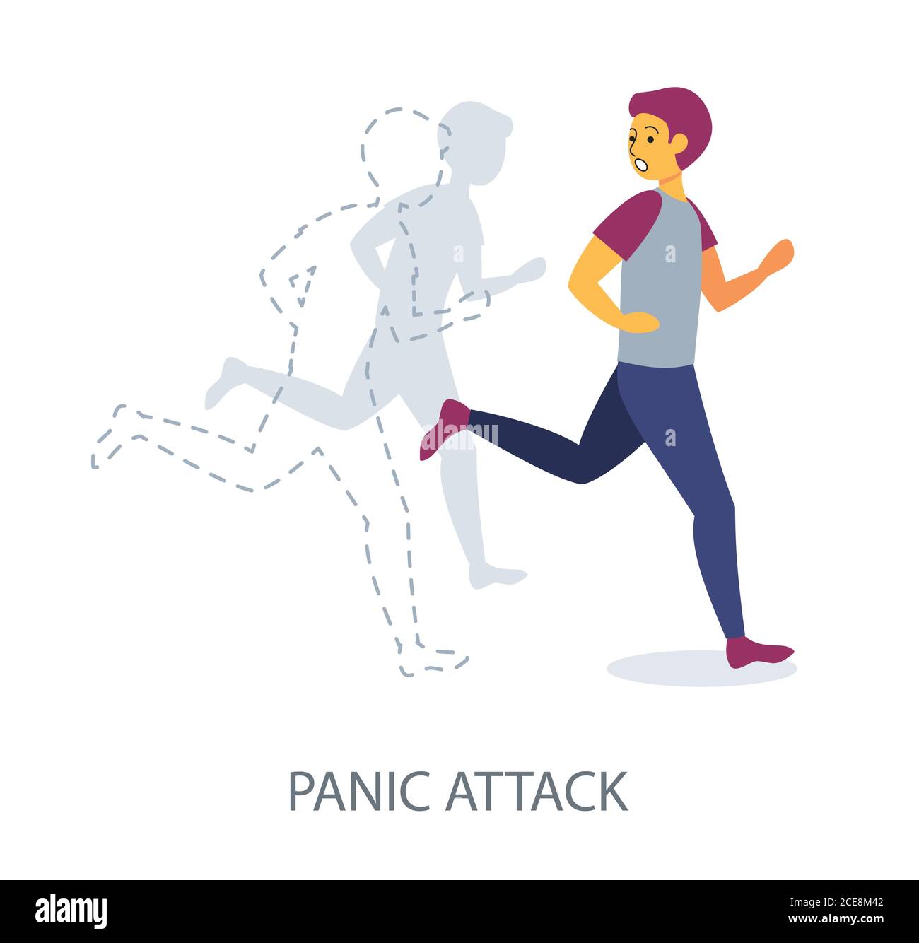 Concept d'attaque de panique sur fond blanc, illustration vectorielle plate Illustration de Vecteur