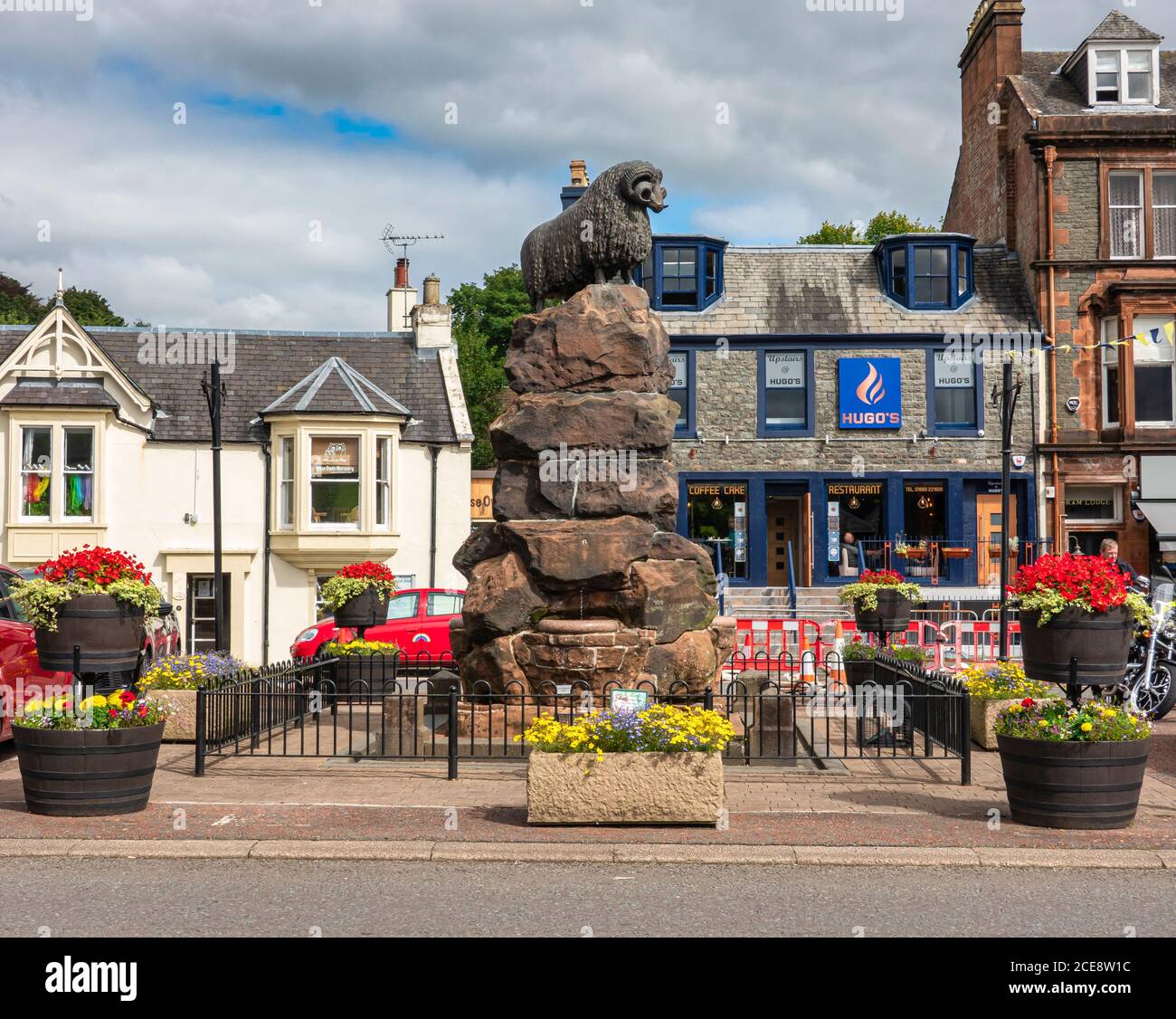 La Fontaine Colvin a également appelé Moffat RAM dans le Haut Rue de Moffat Dumfries et Galloway, Écosse, Royaume-Uni Banque D'Images