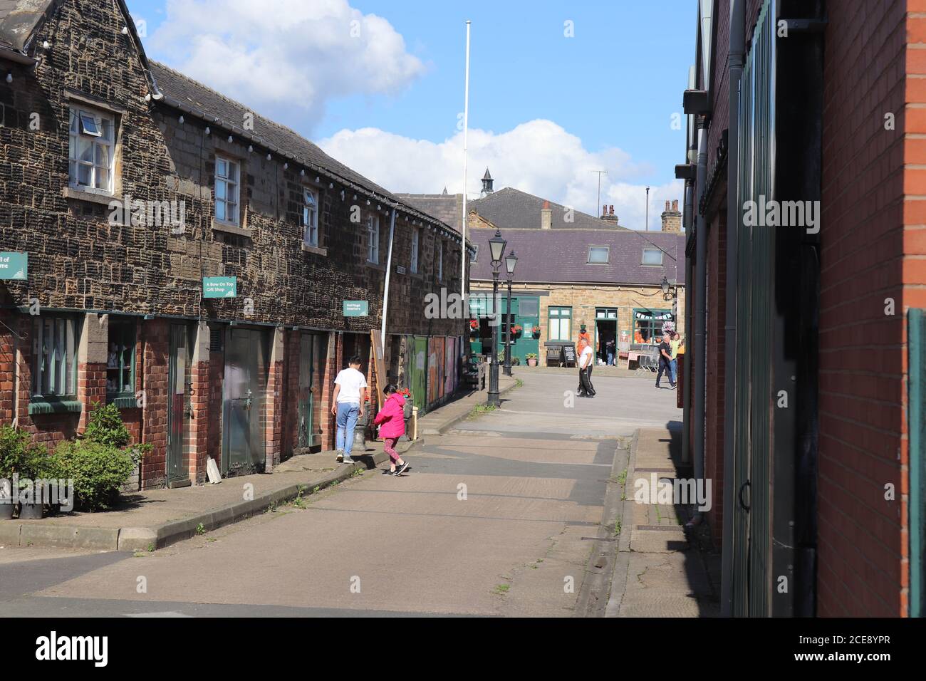 MAGASINS DE TRAVAIL ET GALLORIES AU VILLAGE DE CONSERVATION DU XVIIIE SIÈCLE DANS LE CENTRE DU PATRIMOINE D'ELSECAR, À ELSECAR.BARNSLEY, YORKSHIRE DU SUD, ANGLETERRE. Banque D'Images