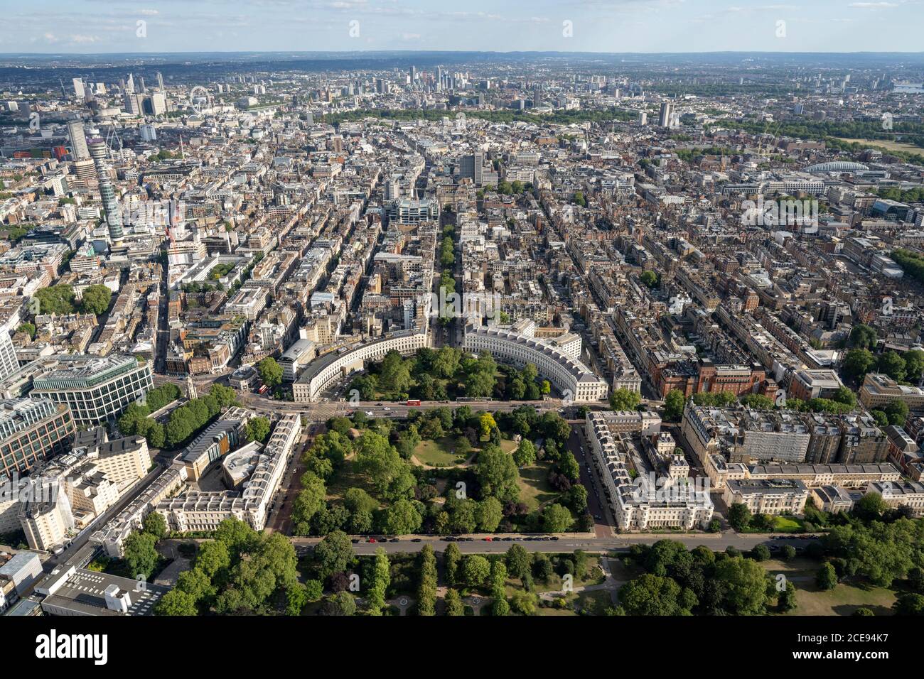 Vue aérienne de Londres avec Park Crescent. Banque D'Images