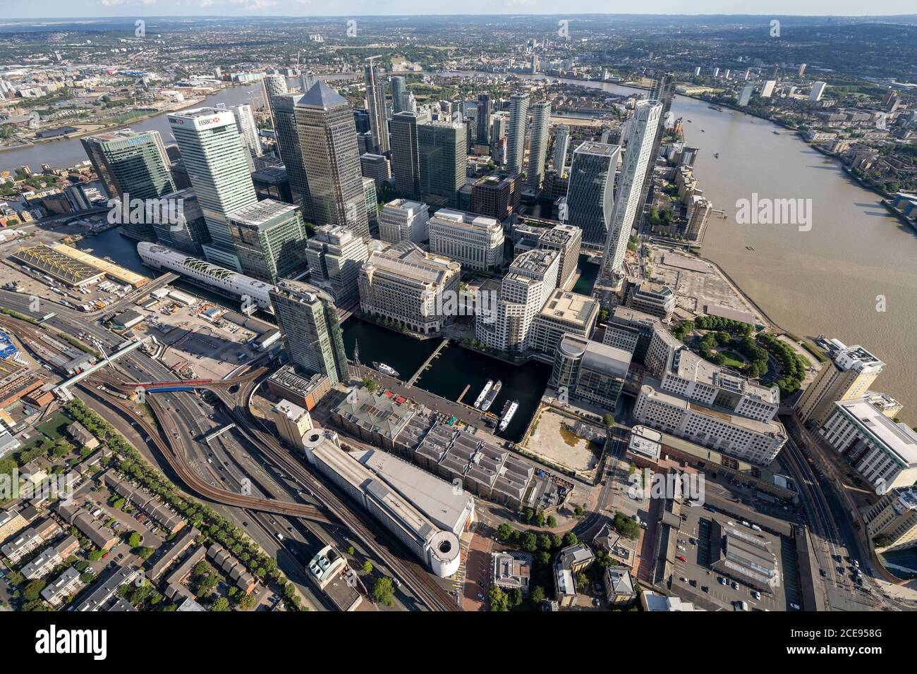 Vue aérienne de Londres avec Canary Wharf. Banque D'Images